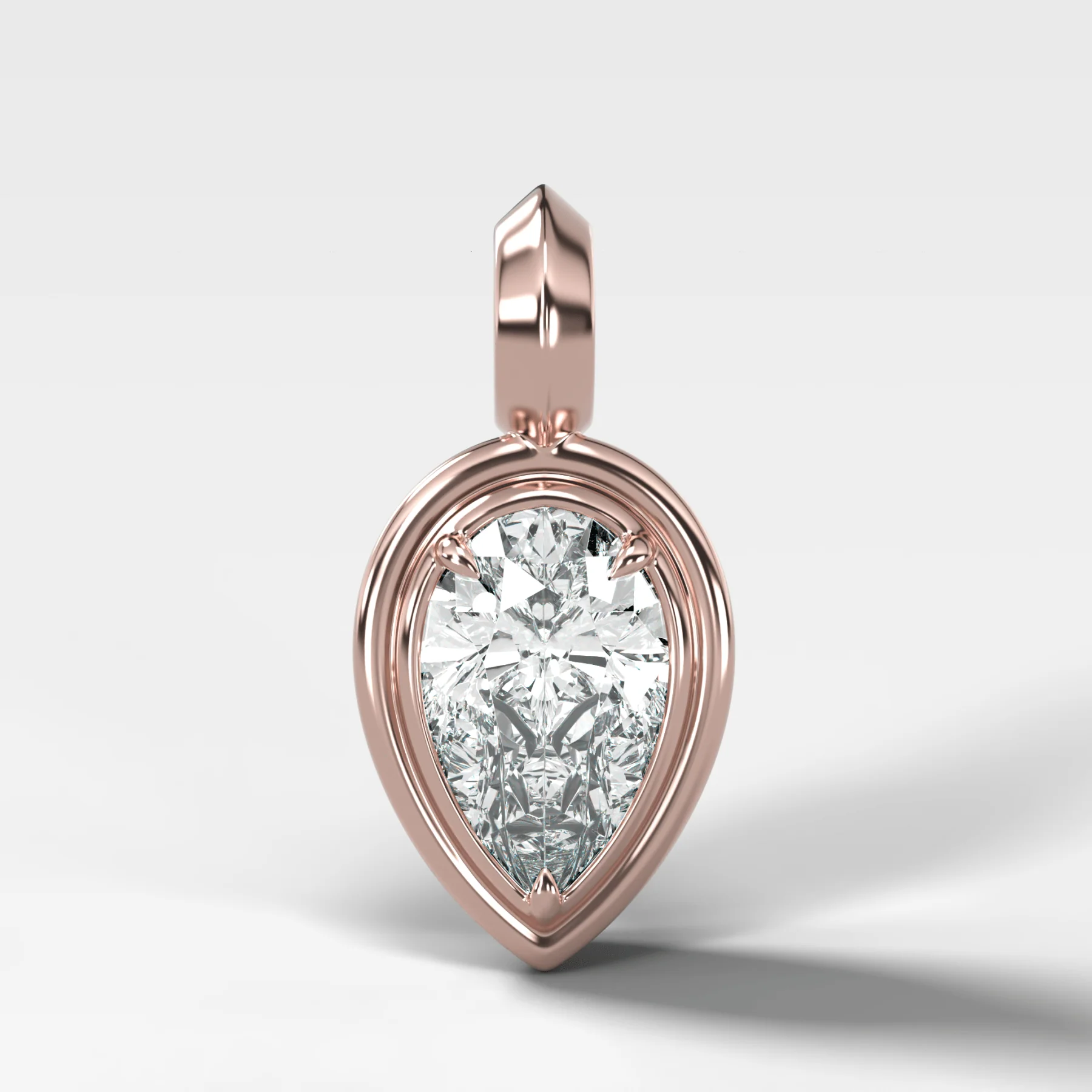 Double Bezel Flipped Pear Attachable Diamond Pendant - Image 4