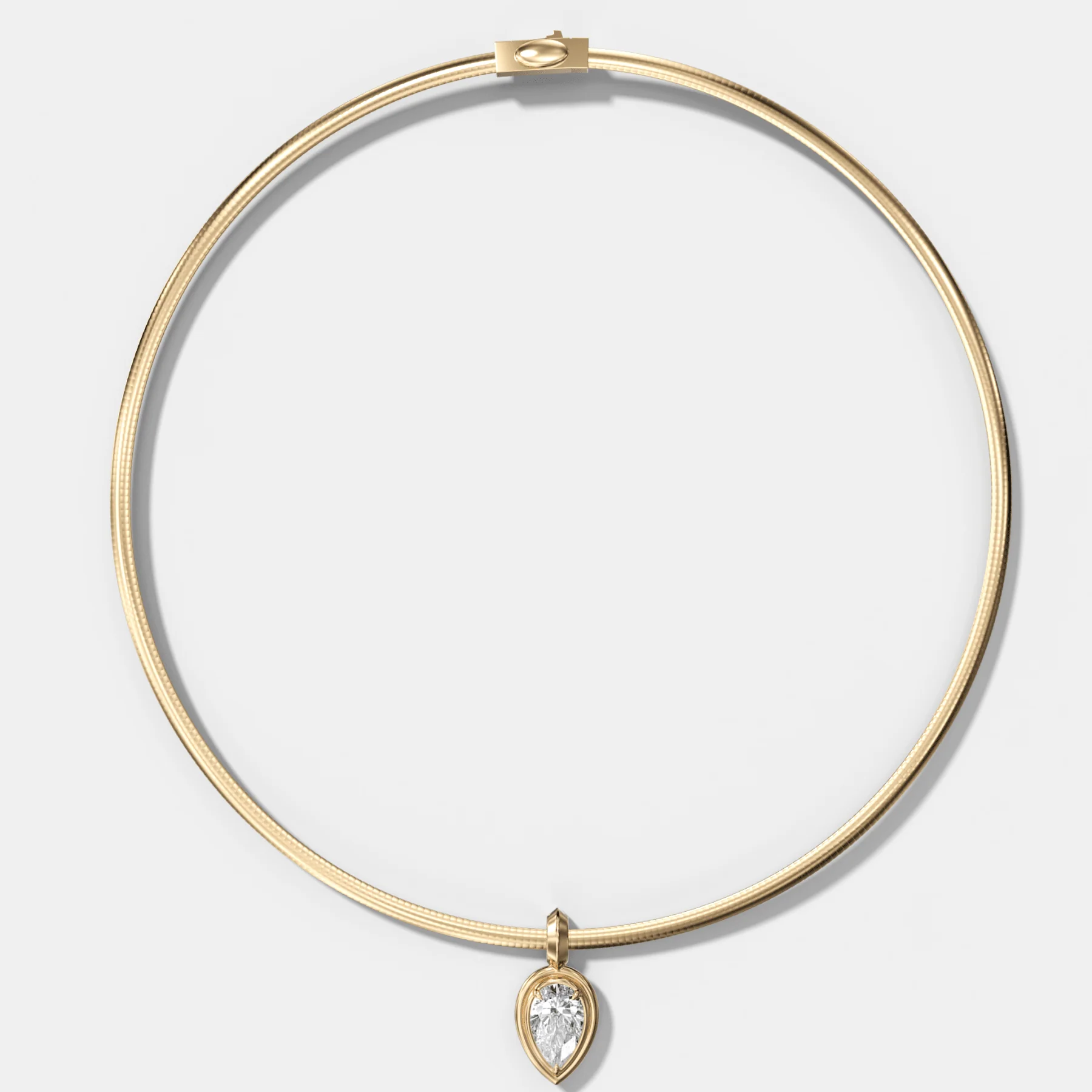 Double Bezel Flipped Pear Attachable Diamond Pendant With Reversible Omega Chain (3mm)