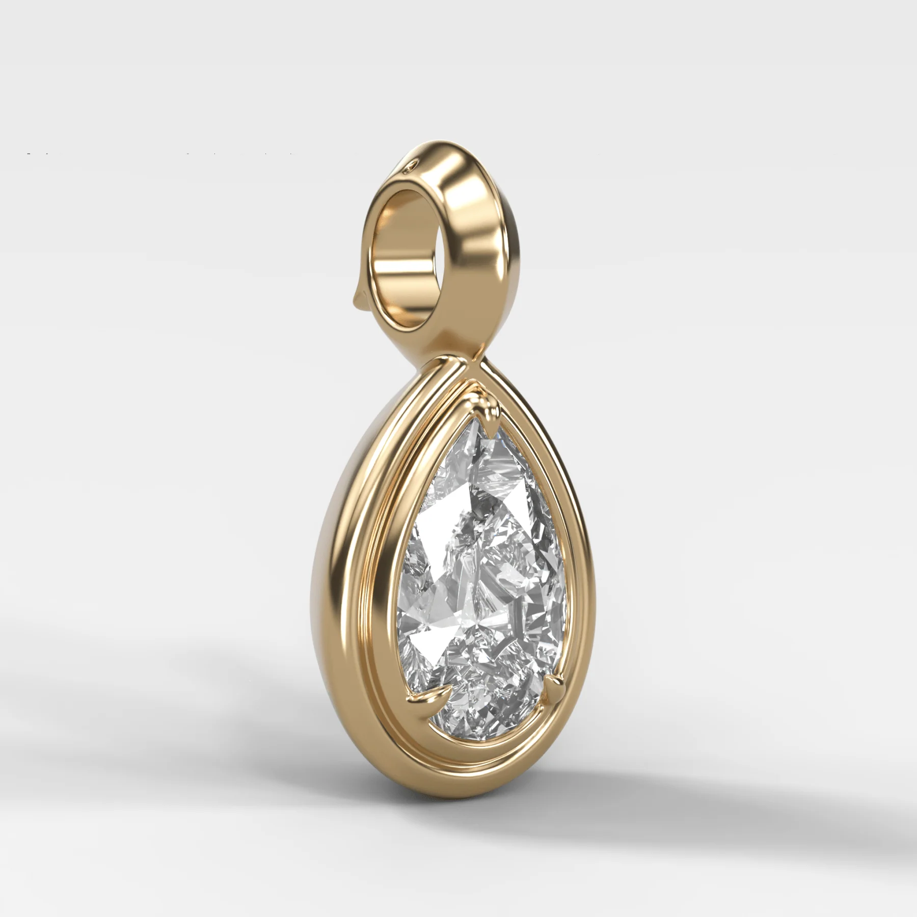 Double Bezel Pear Attachable Diamond Pendant - Image 2