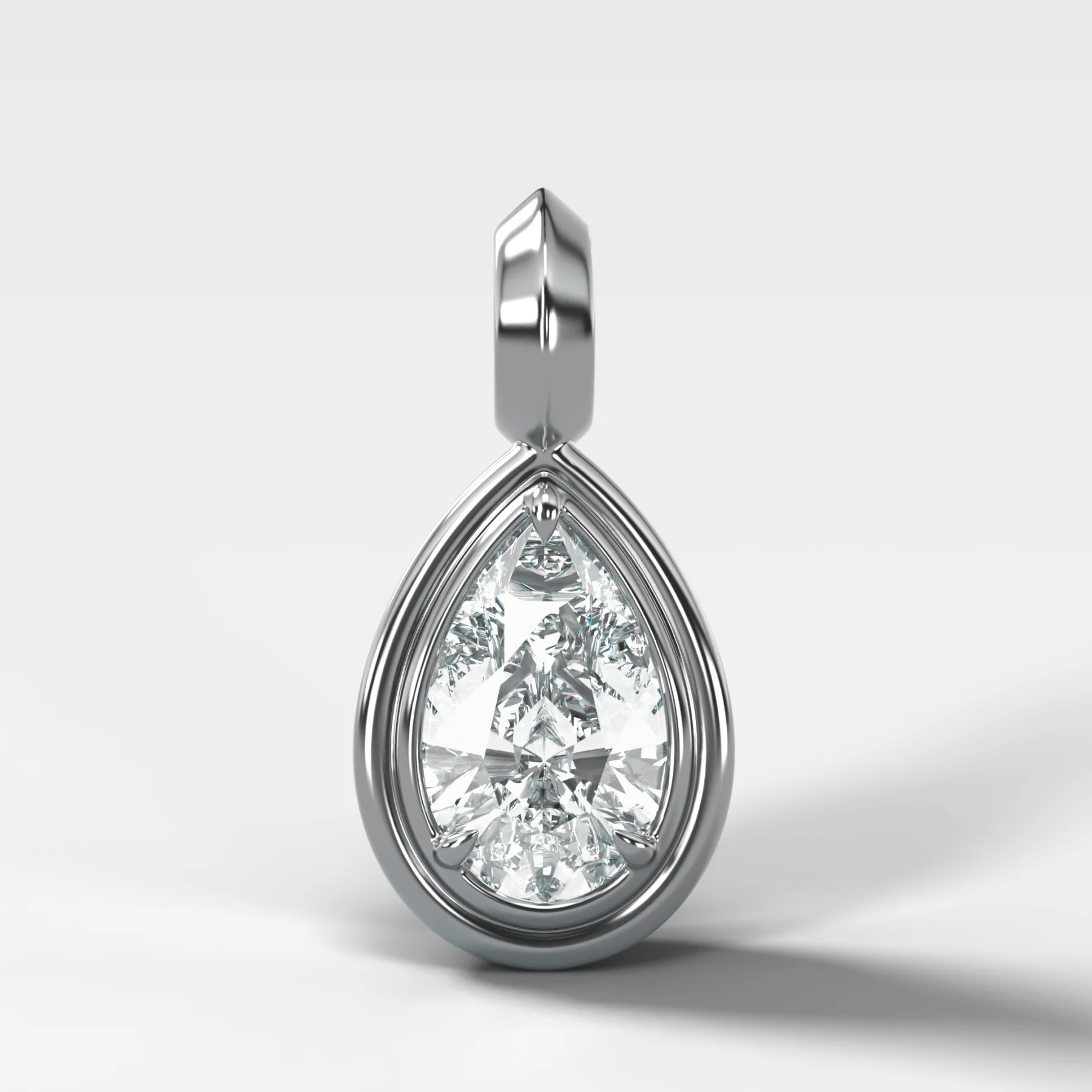 Double Bezel Pear Attachable Diamond Pendant - Image 3