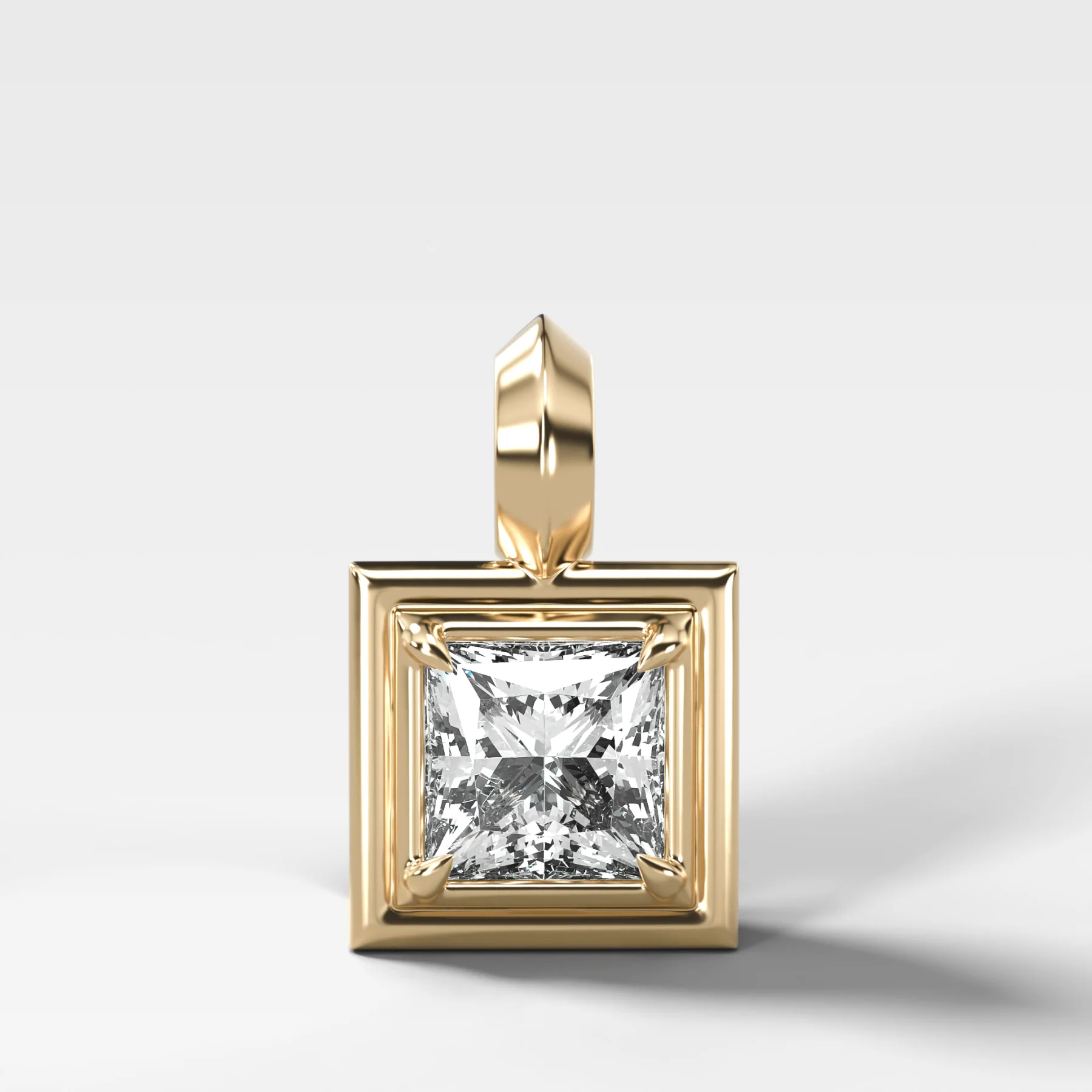 Double Bezel Princess Attachable Diamond Pendant