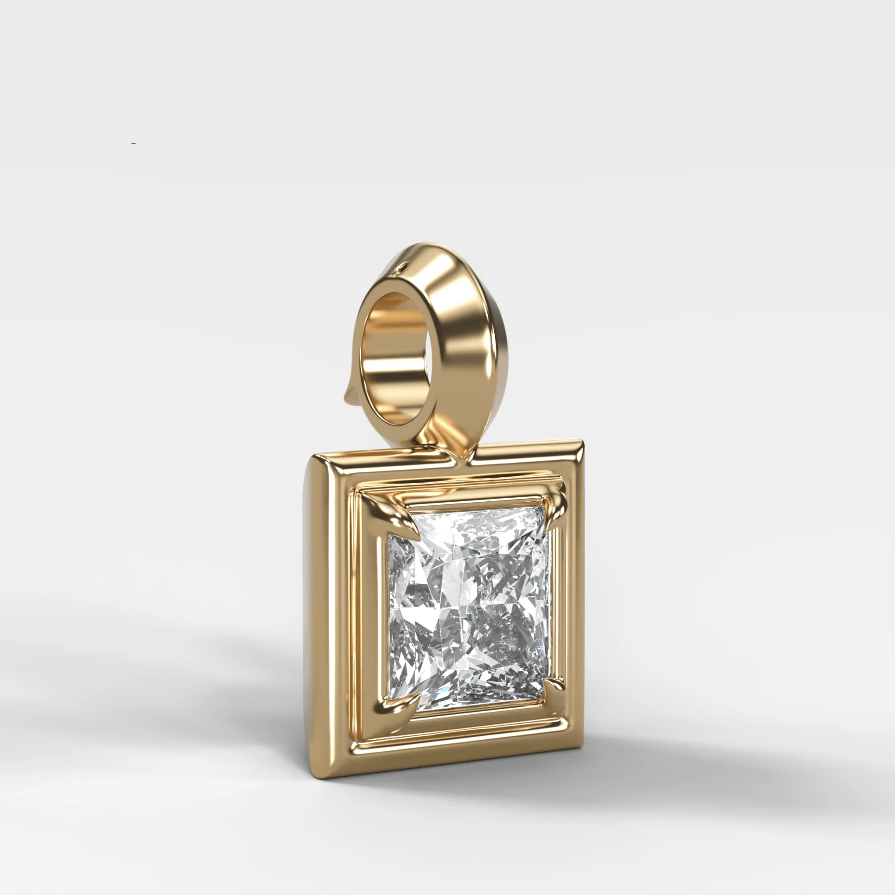 Double Bezel Princess Attachable Diamond Pendant - Image 2