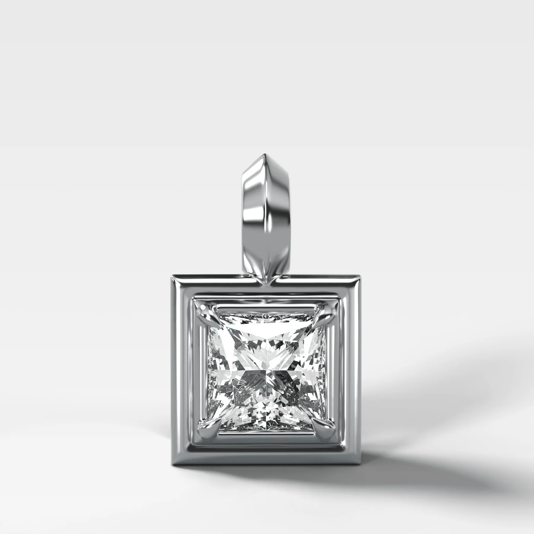 Double Bezel Princess Attachable Diamond Pendant - Image 3