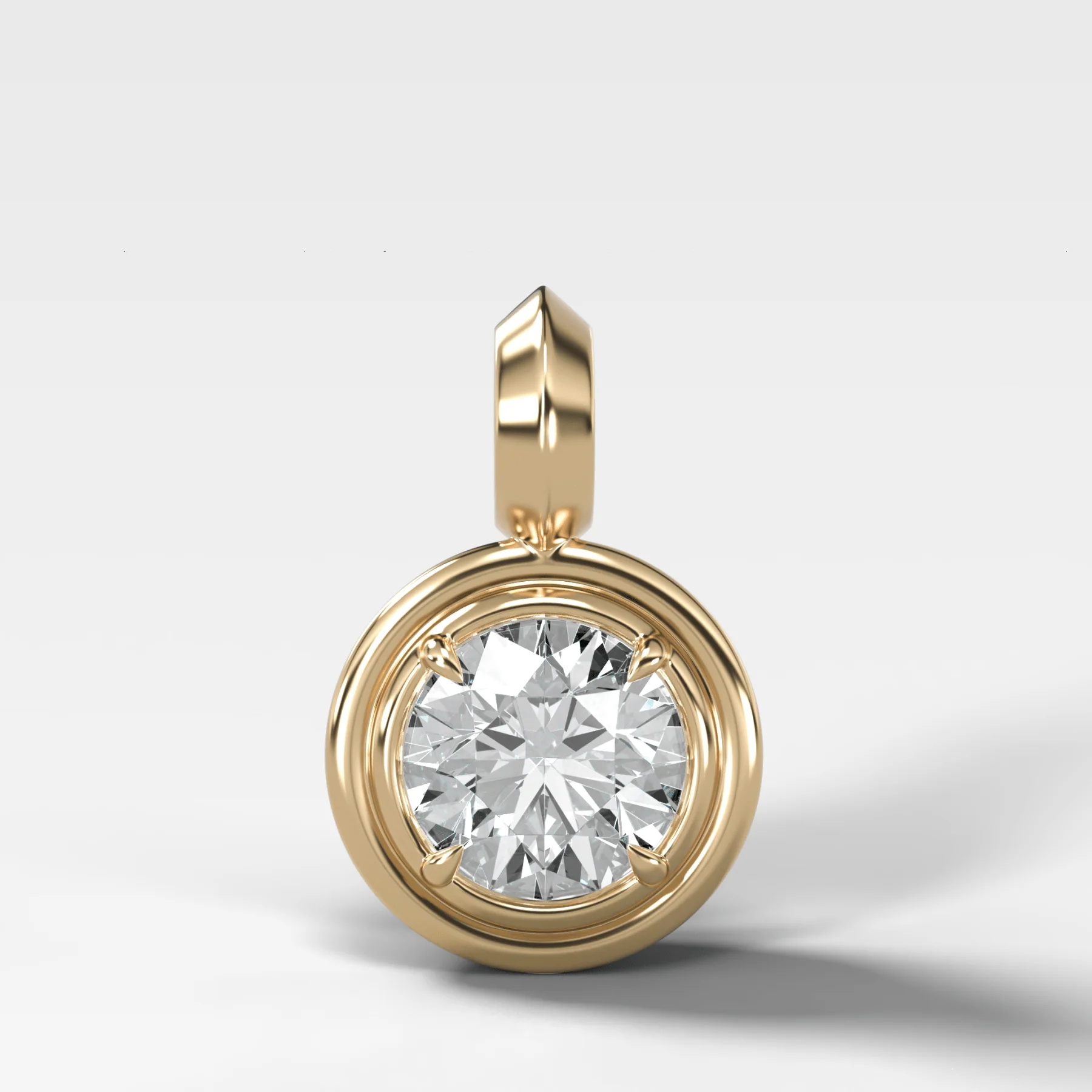 Double Bezel Round Attachable Diamond Pendant