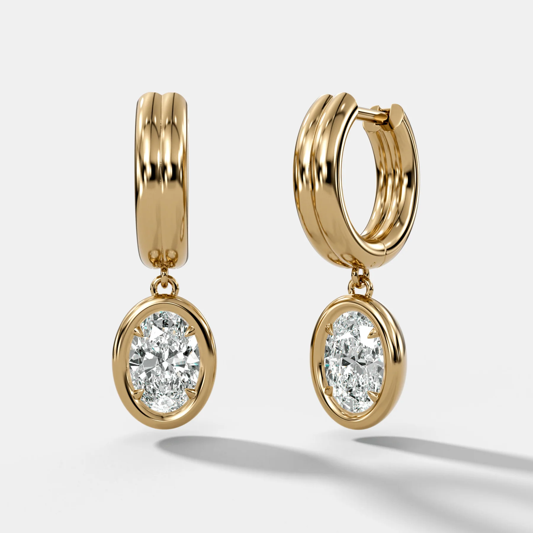 Double Row Club Earrings with Oval Cut Diamonds