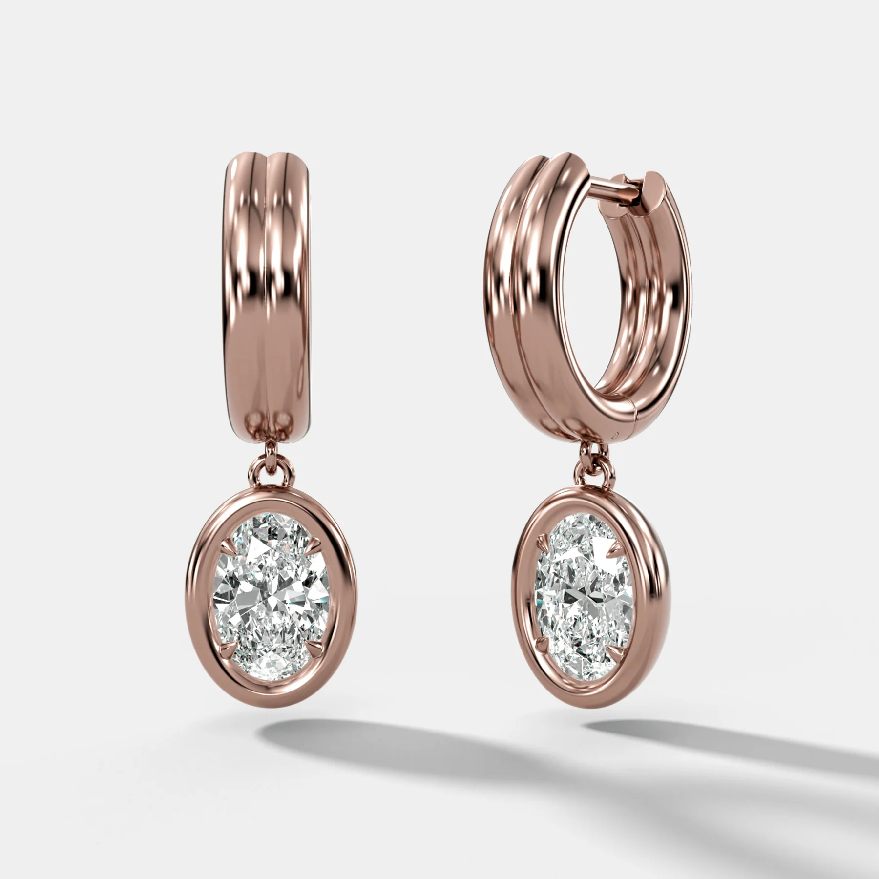 Double Row Club Earrings with Oval Cut Diamonds - Image 3