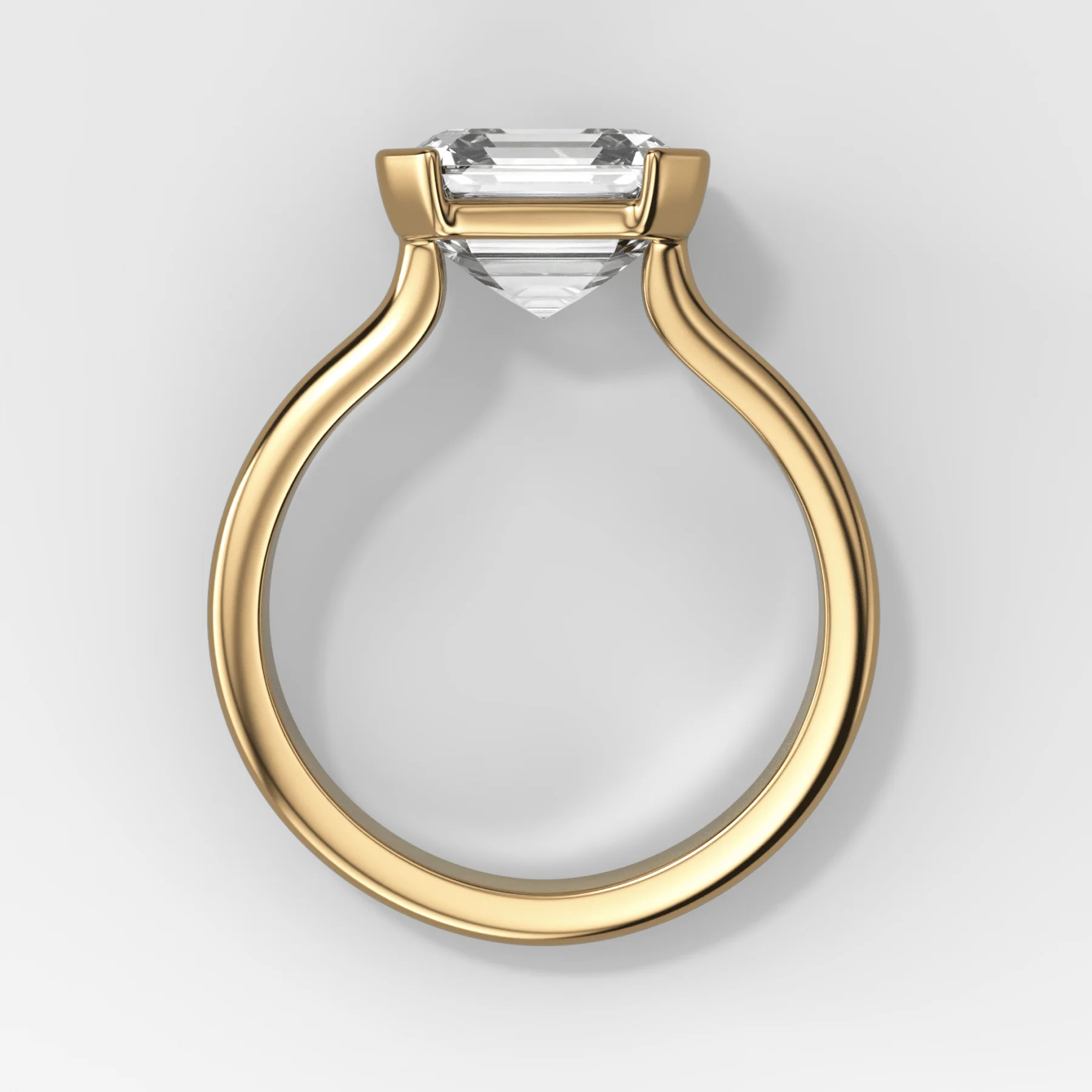 Double Row East West Half Bezel Solitaire Engagement Ring With Asscher Cut Diamond - Image 2