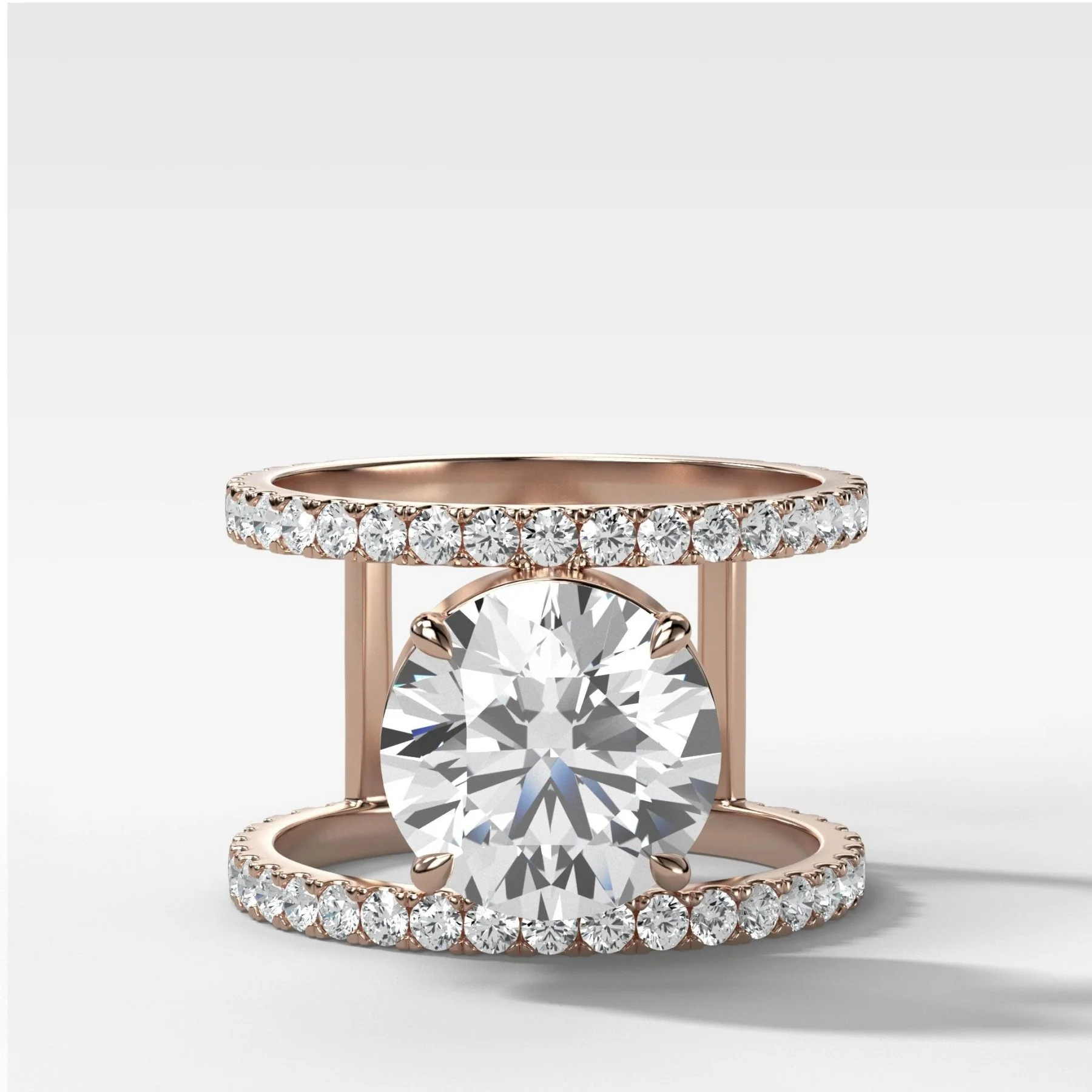 Double Row Gap Engagement Ring With Round Cut Diamond - Image 3