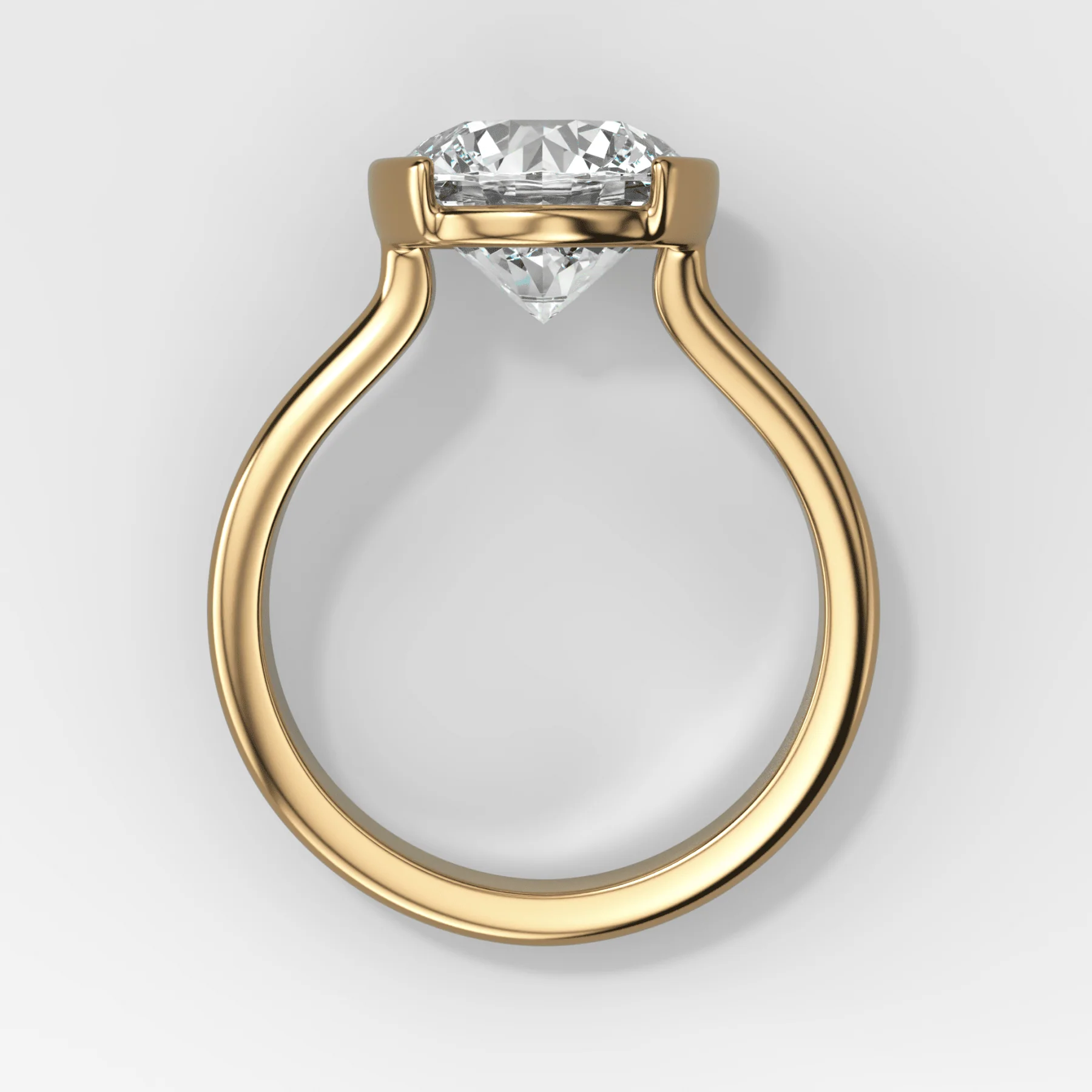 Double Row Half Bezel Solitaire Engagement Ring With Round Cut Diamond - Image 2