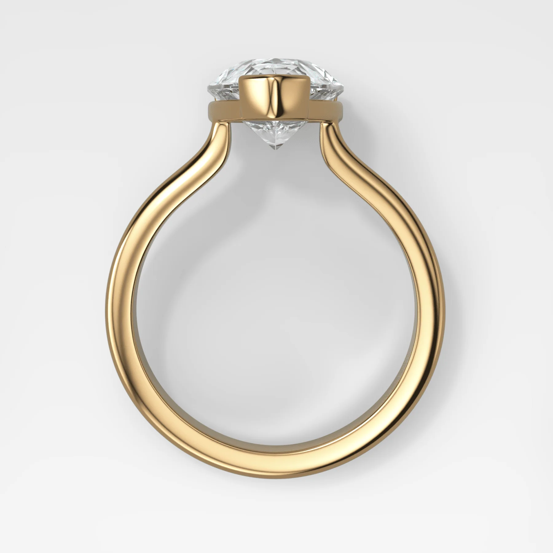 Double Row North South Half Bezel Solitaire Engagement Ring With Pear Cut Diamond - Image 2