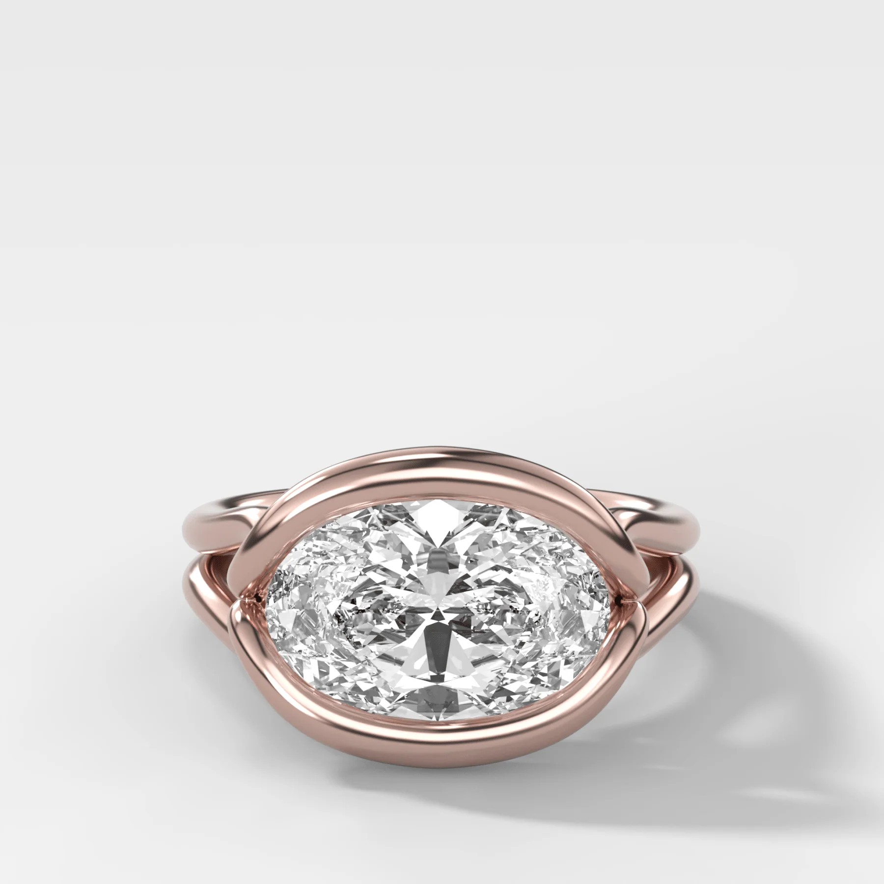 Dual Lasso Engagement Ring with East West Oval Cut Diamond - Image 5