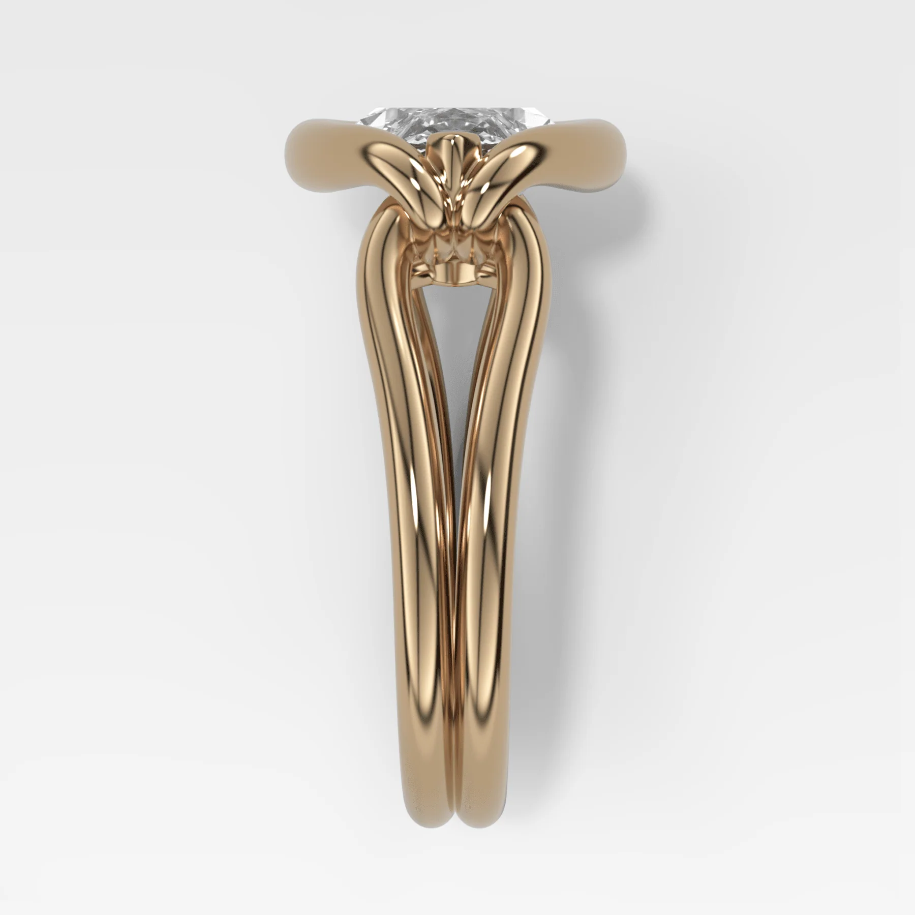 Dual Lasso Engagement Ring with East West Marquise Cut Diamond - Image 2