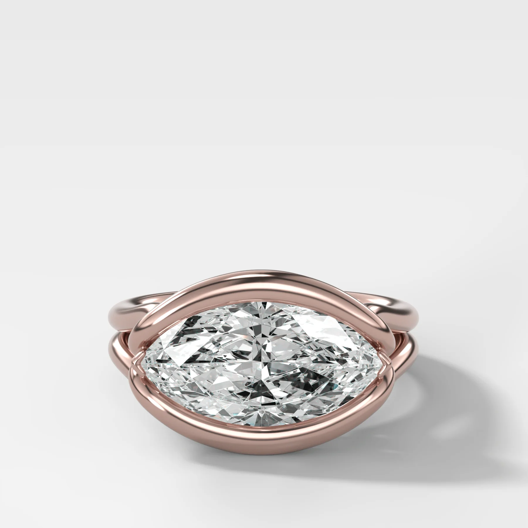 Dual Lasso Engagement Ring with East West Marquise Cut Diamond - Image 5