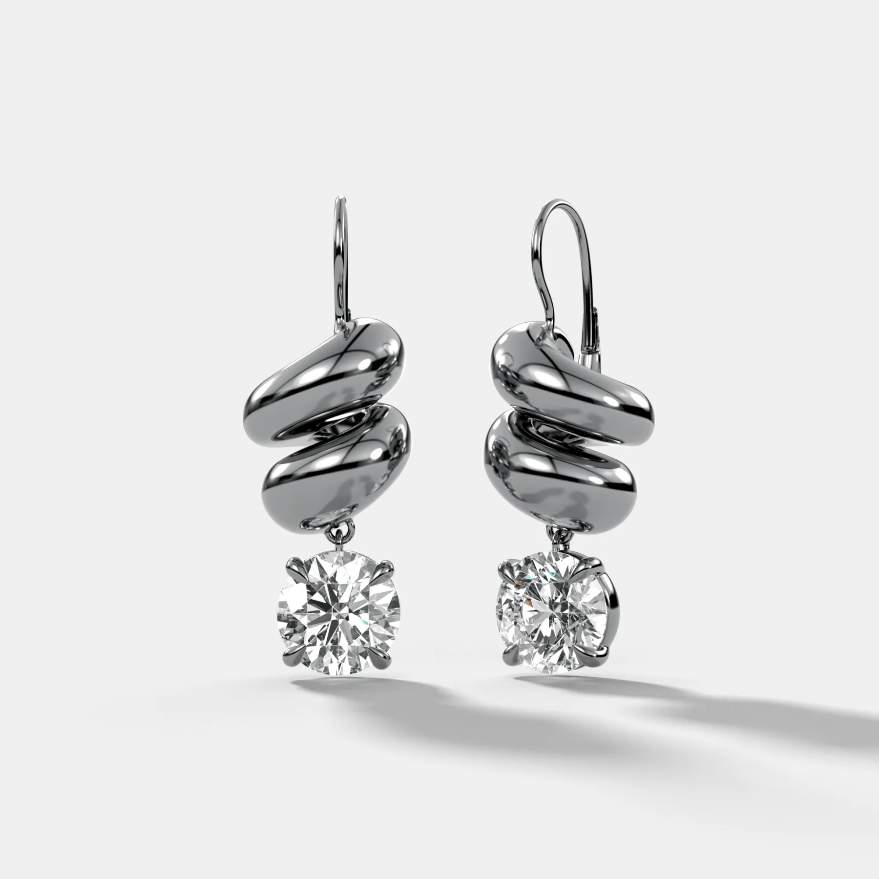 Dual Wrap Drop Earrings with Round Cut Diamonds - Image 2