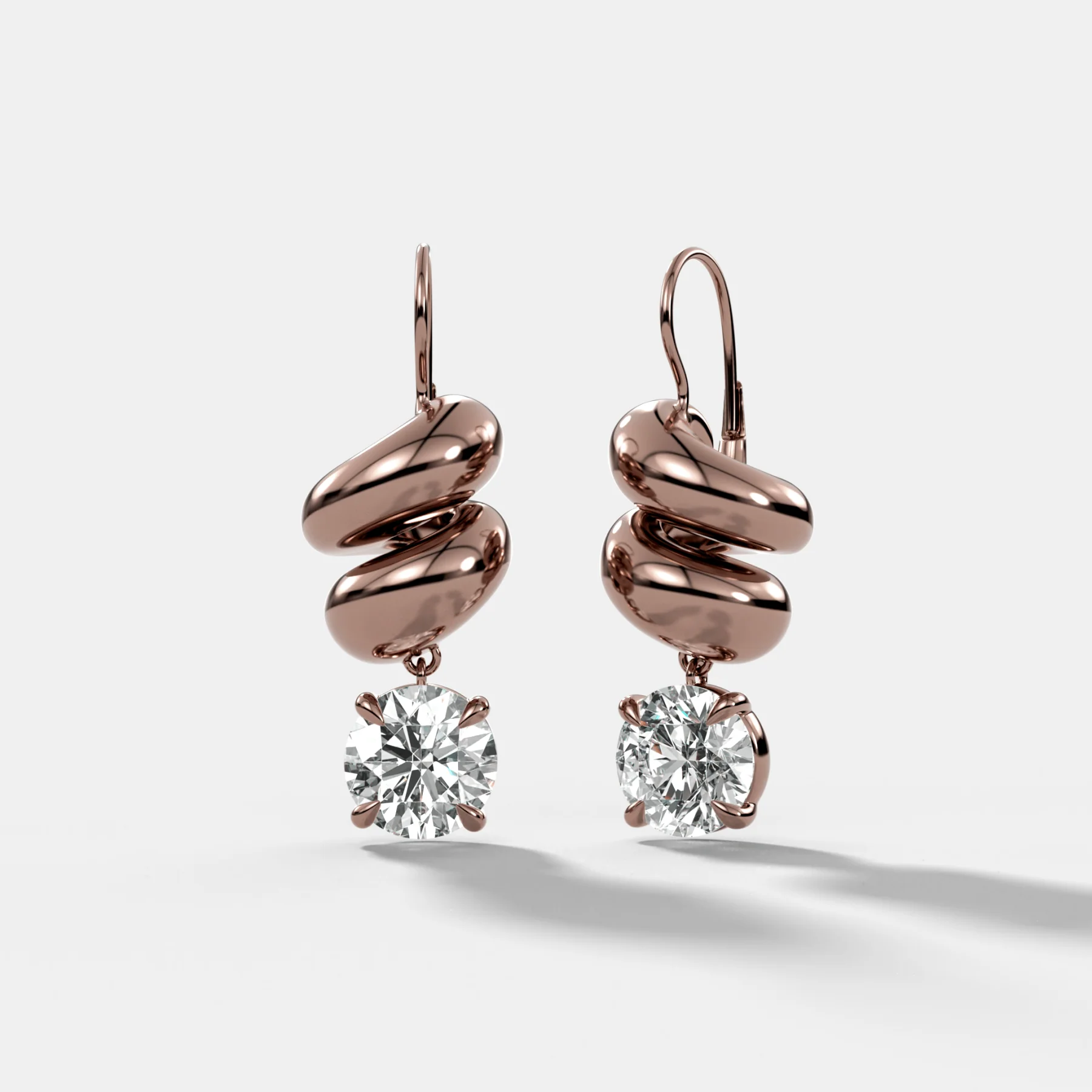 Dual Wrap Drop Earrings with Round Cut Diamonds - Image 3