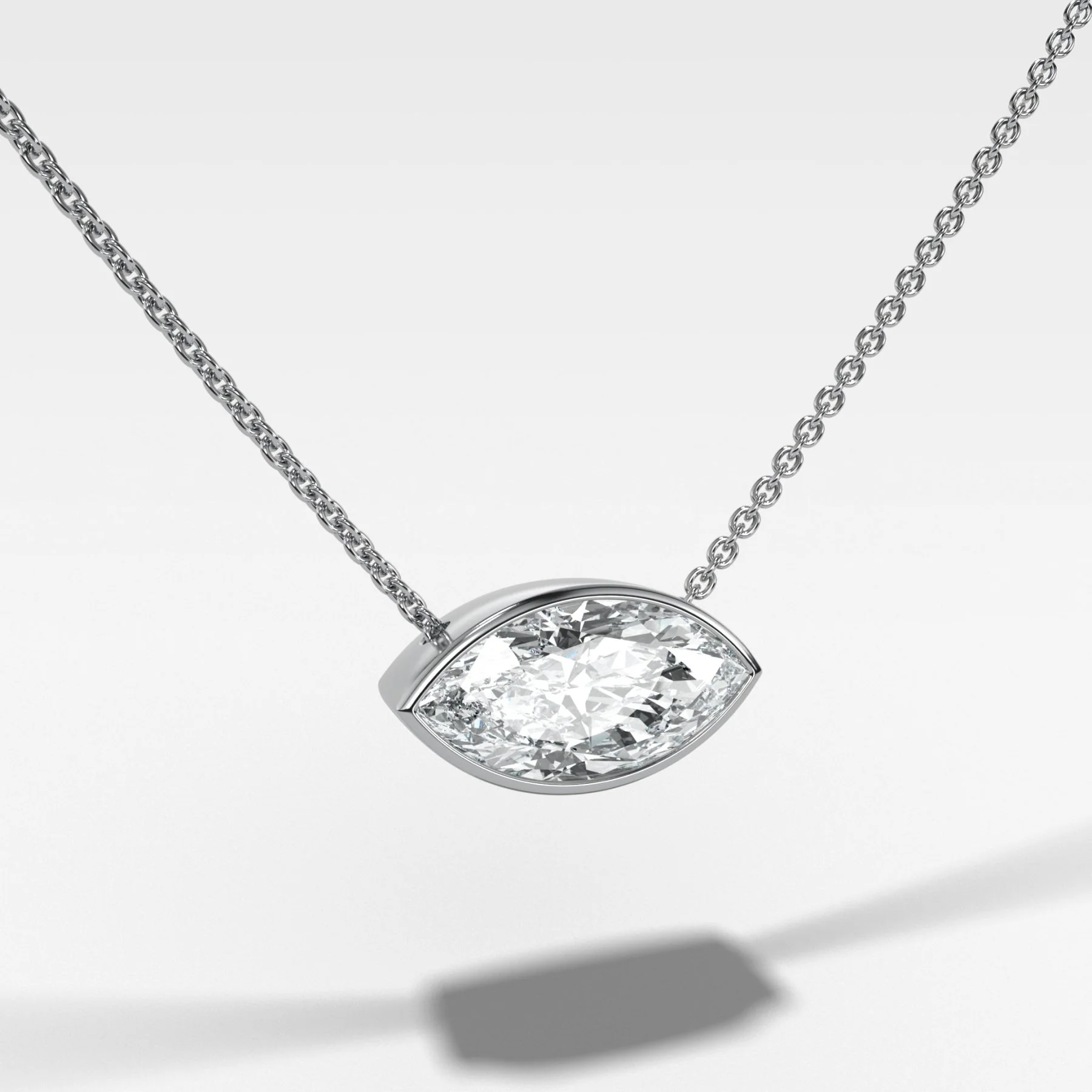 East West Bezel Pendant Necklace with Marquise Cut Diamond - Image 2