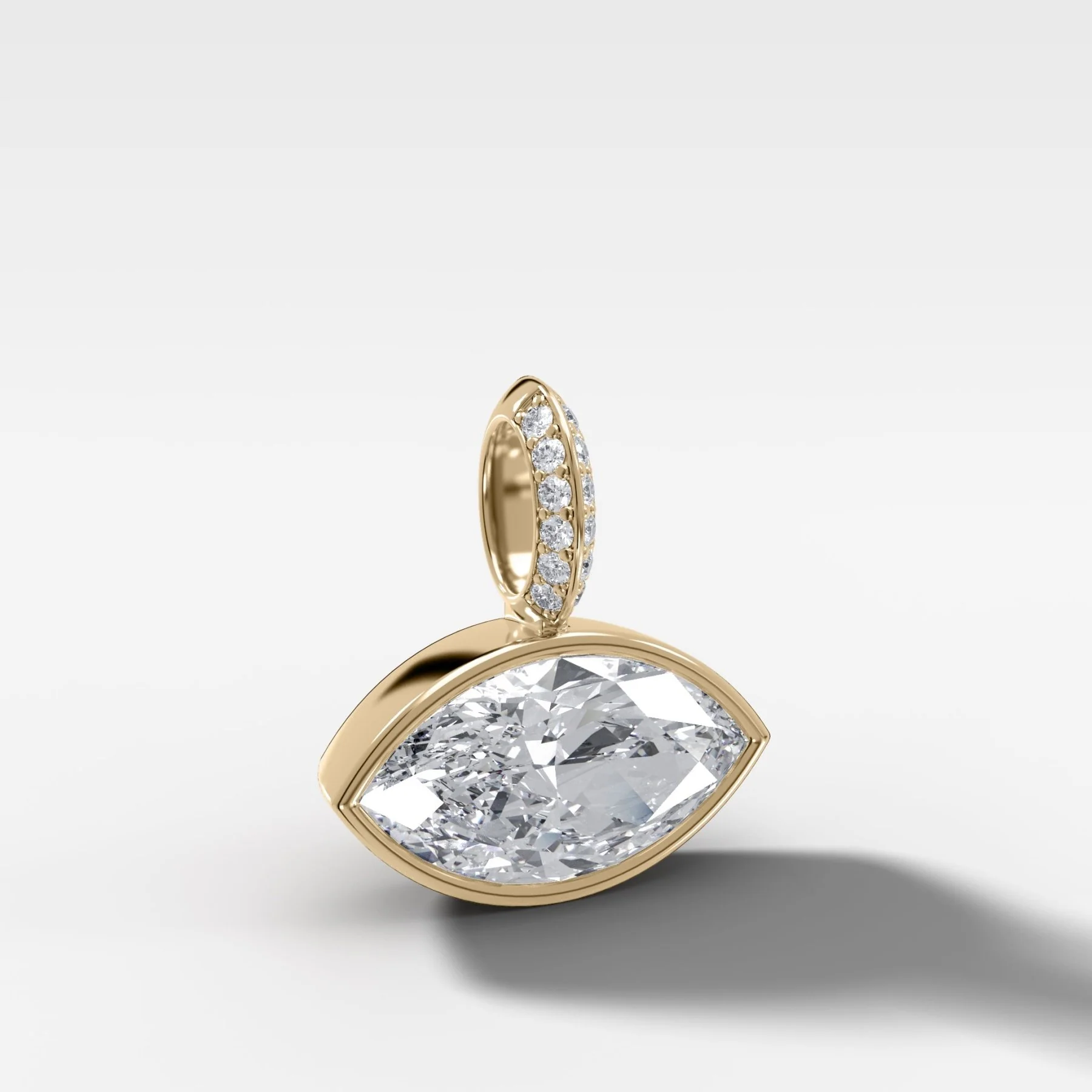 East West Bezel Set Marquise Attachable Diamond Pendant with Pavé Knife Edge Bail - Image 2