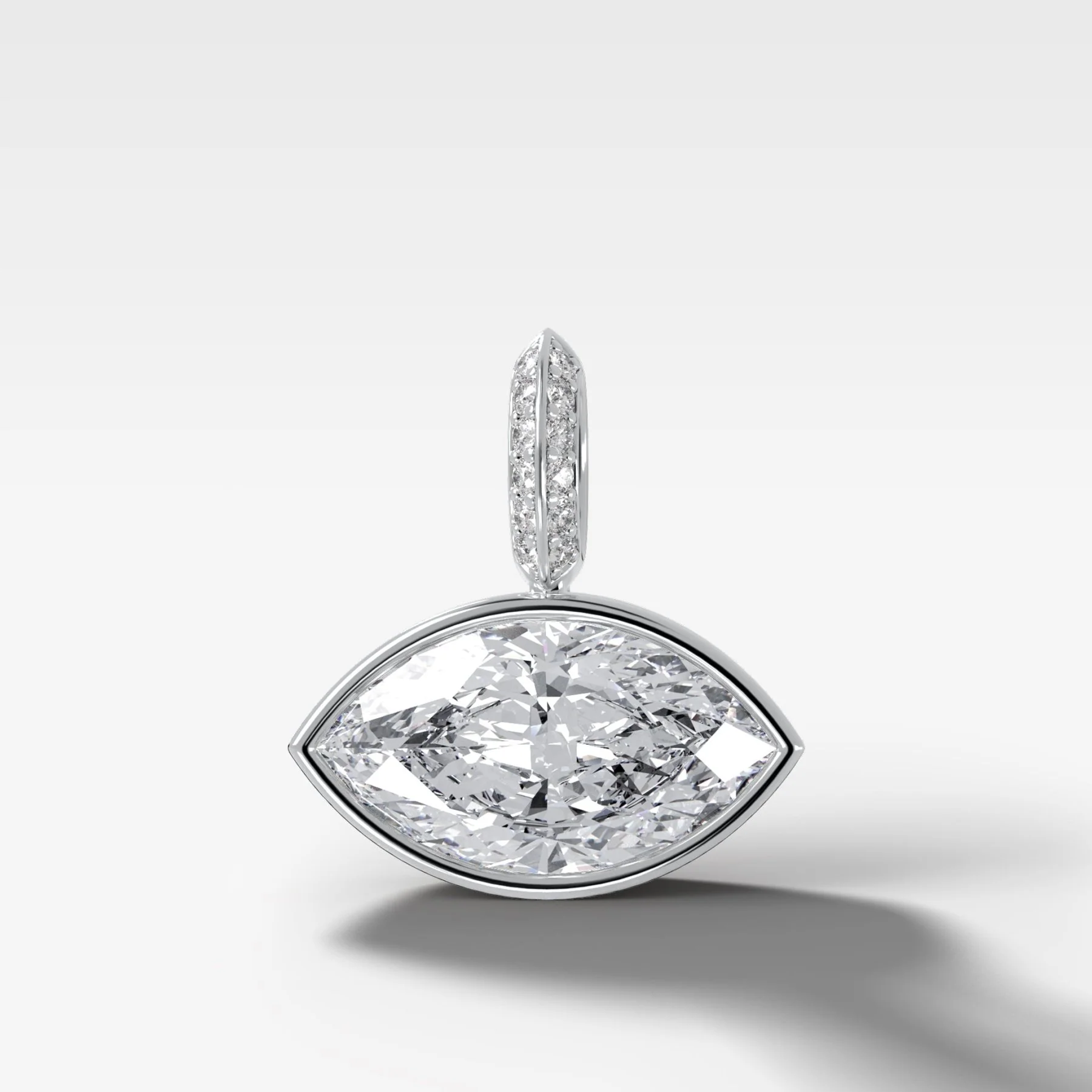 East West Bezel Set Marquise Attachable Diamond Pendant with Pavé Knife Edge Bail - Image 3