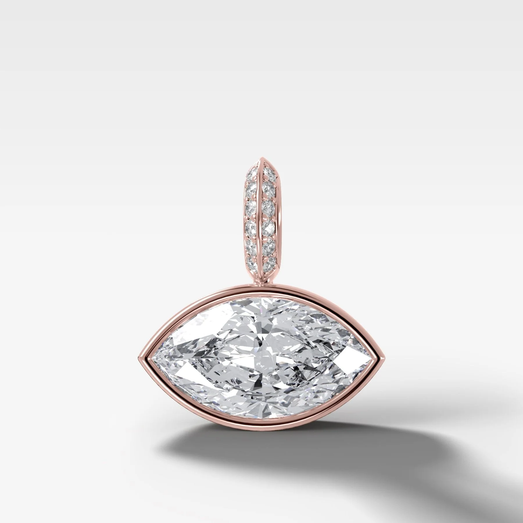 East West Bezel Set Marquise Attachable Diamond Pendant with Pavé Knife Edge Bail - Image 4