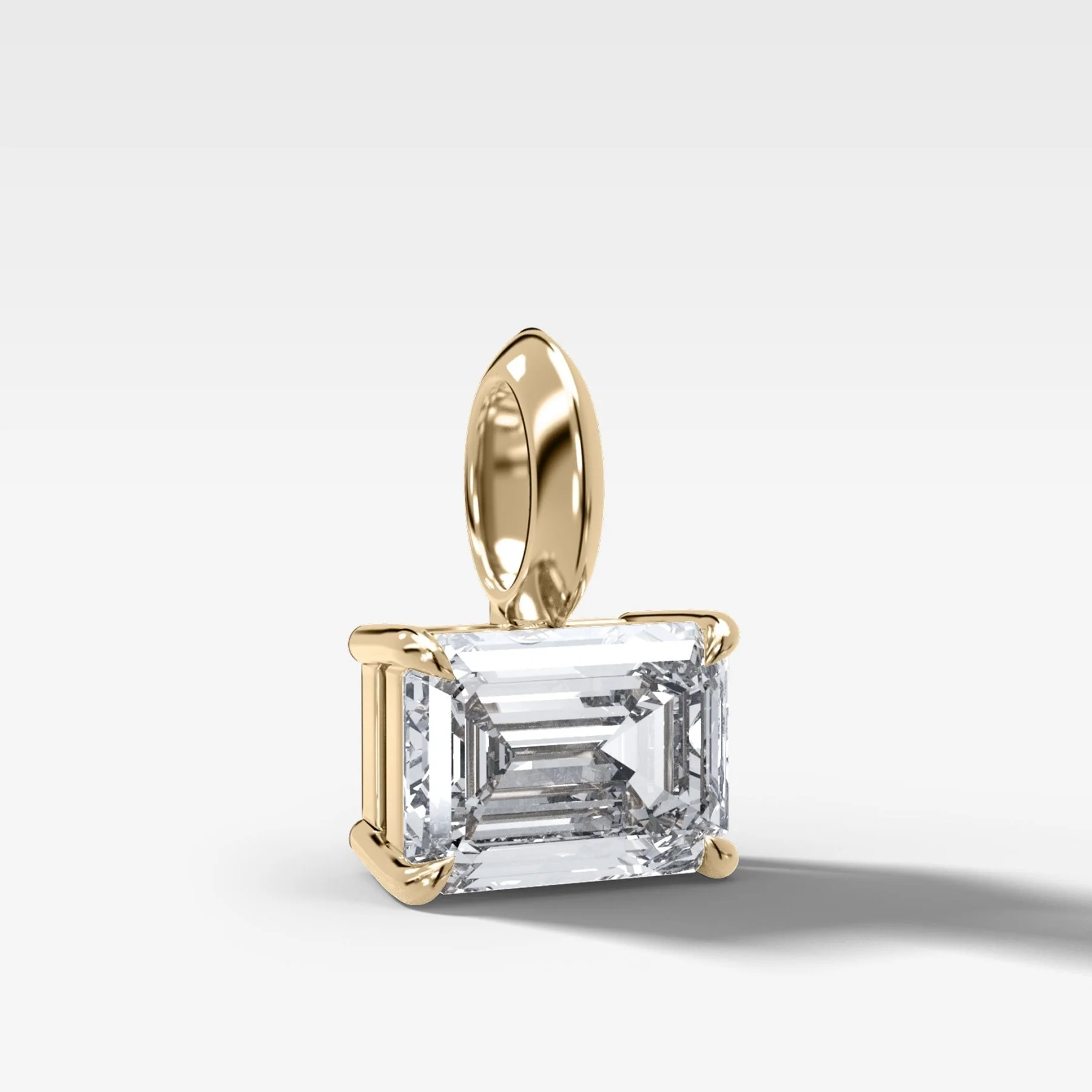 Classic East West Emerald Attachable Diamond Pendant - Image 2