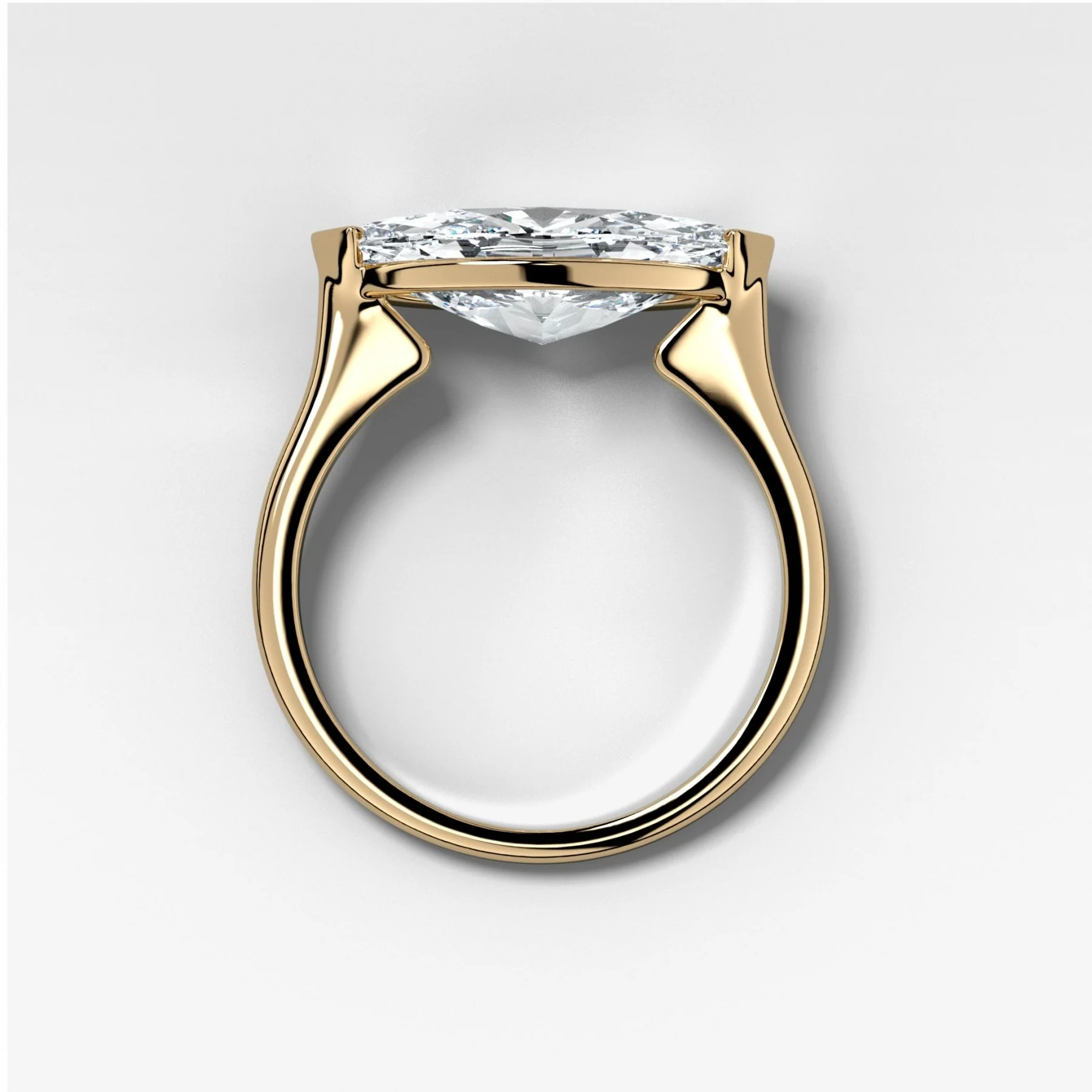 East West Half Bezel Solitaire Engagement Ring with Lab Grown 2.95ct Marquise Cut Diamond - Image 2