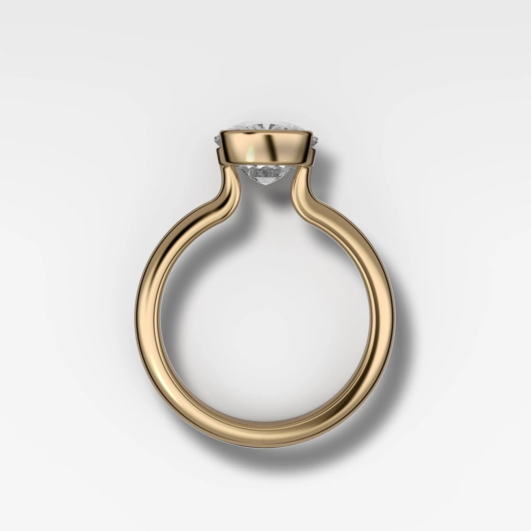 North South Half Bezel Solitaire Engagement Ring With Elongated Cushion Cut Diamond - Image 2