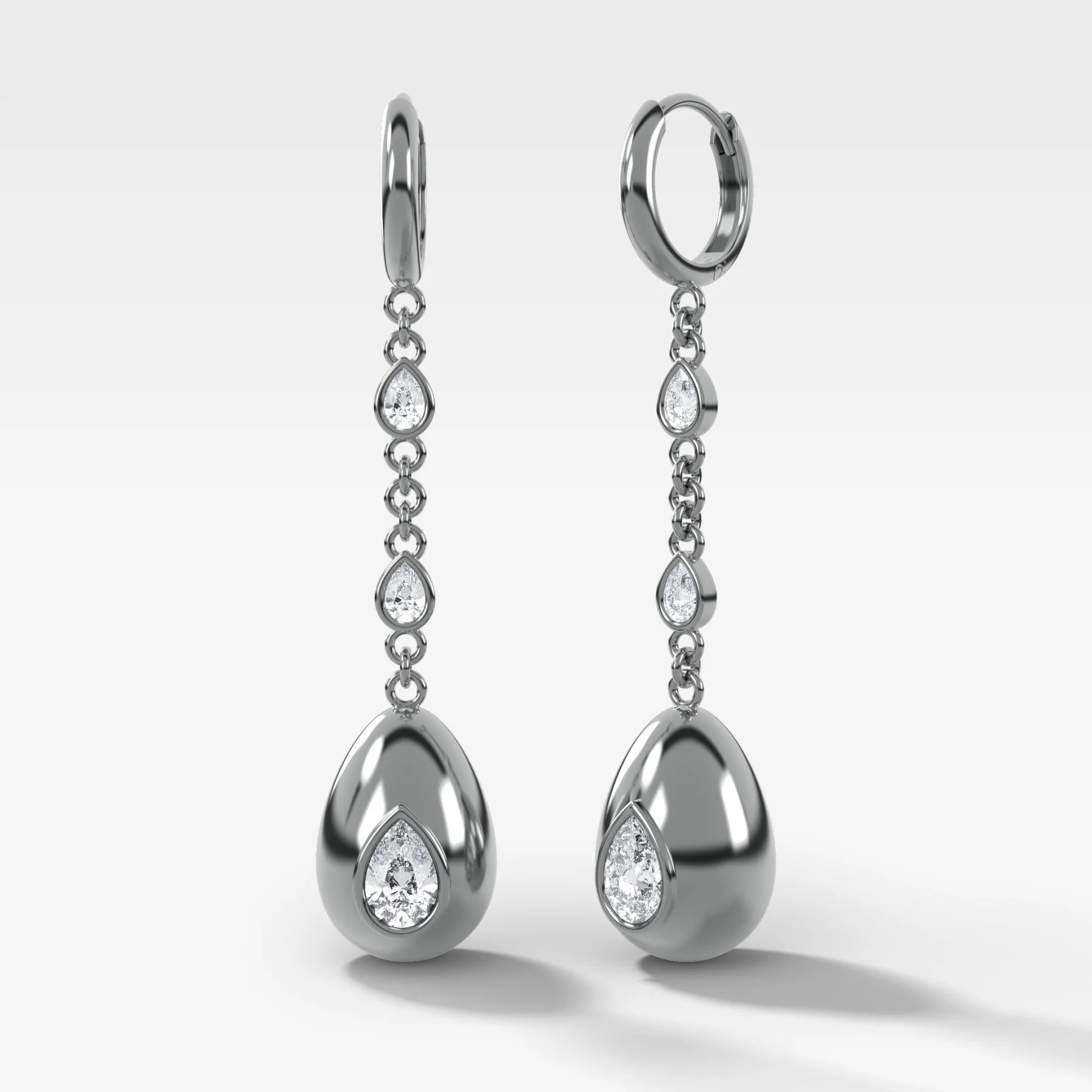 Egg Drop Earrings with Pear Cut Diamond - Image 2