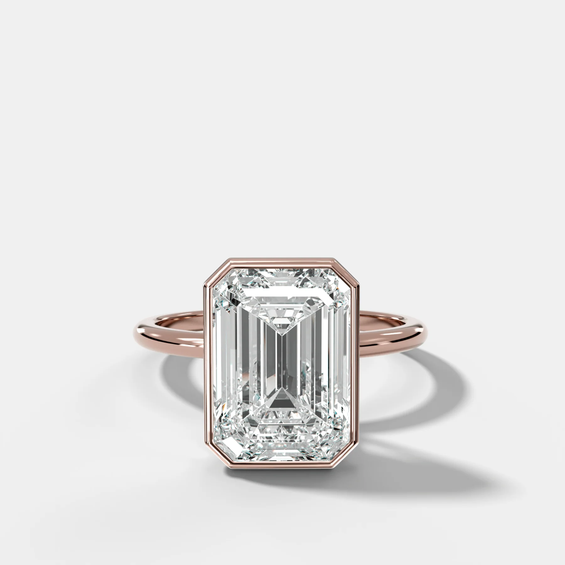 Penumbra Bezel Hidden Halo Engagement Ring with Emerald Cut - Image 4