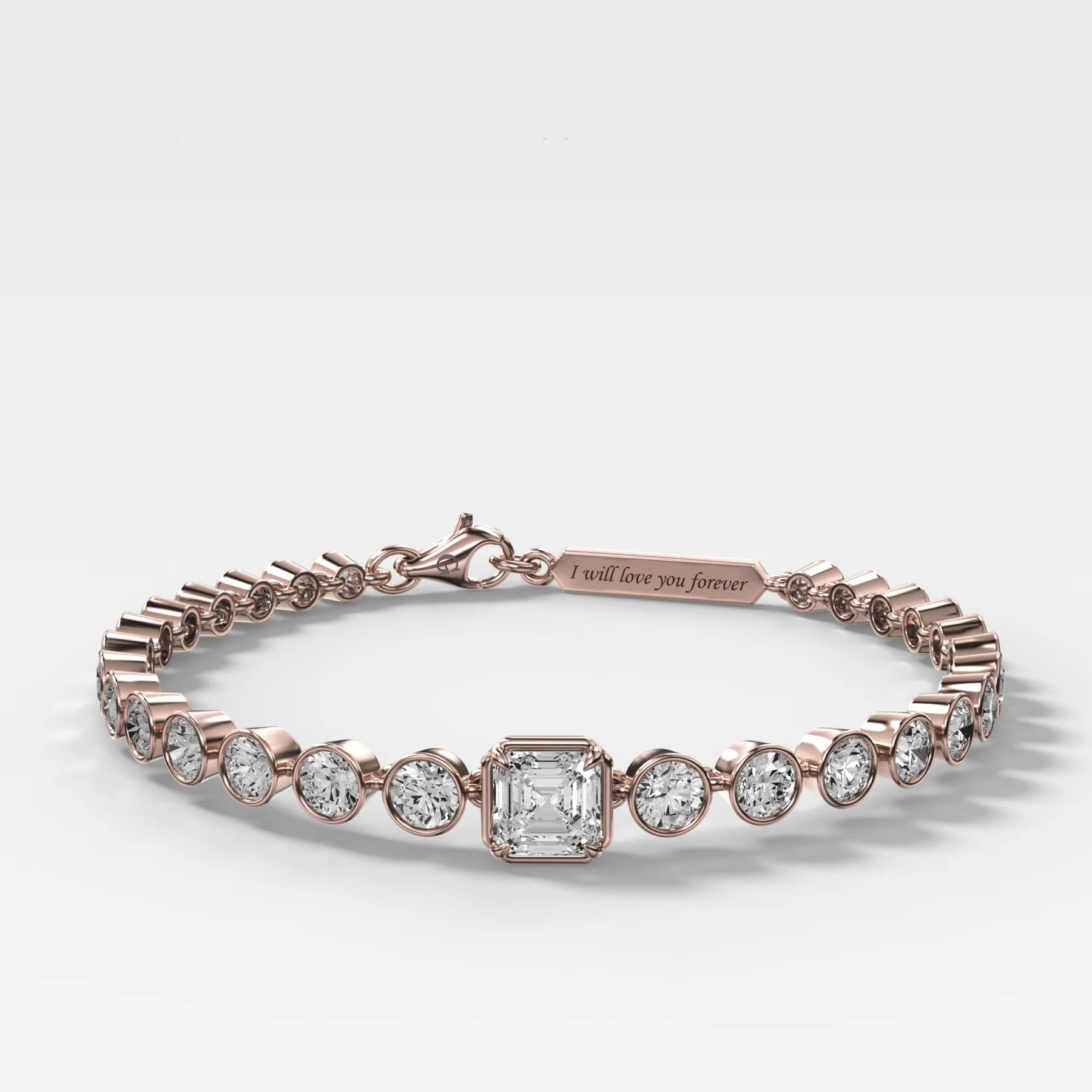 Engravable Club Bezel Bracelet with Asscher Cut Diamond - Image 5