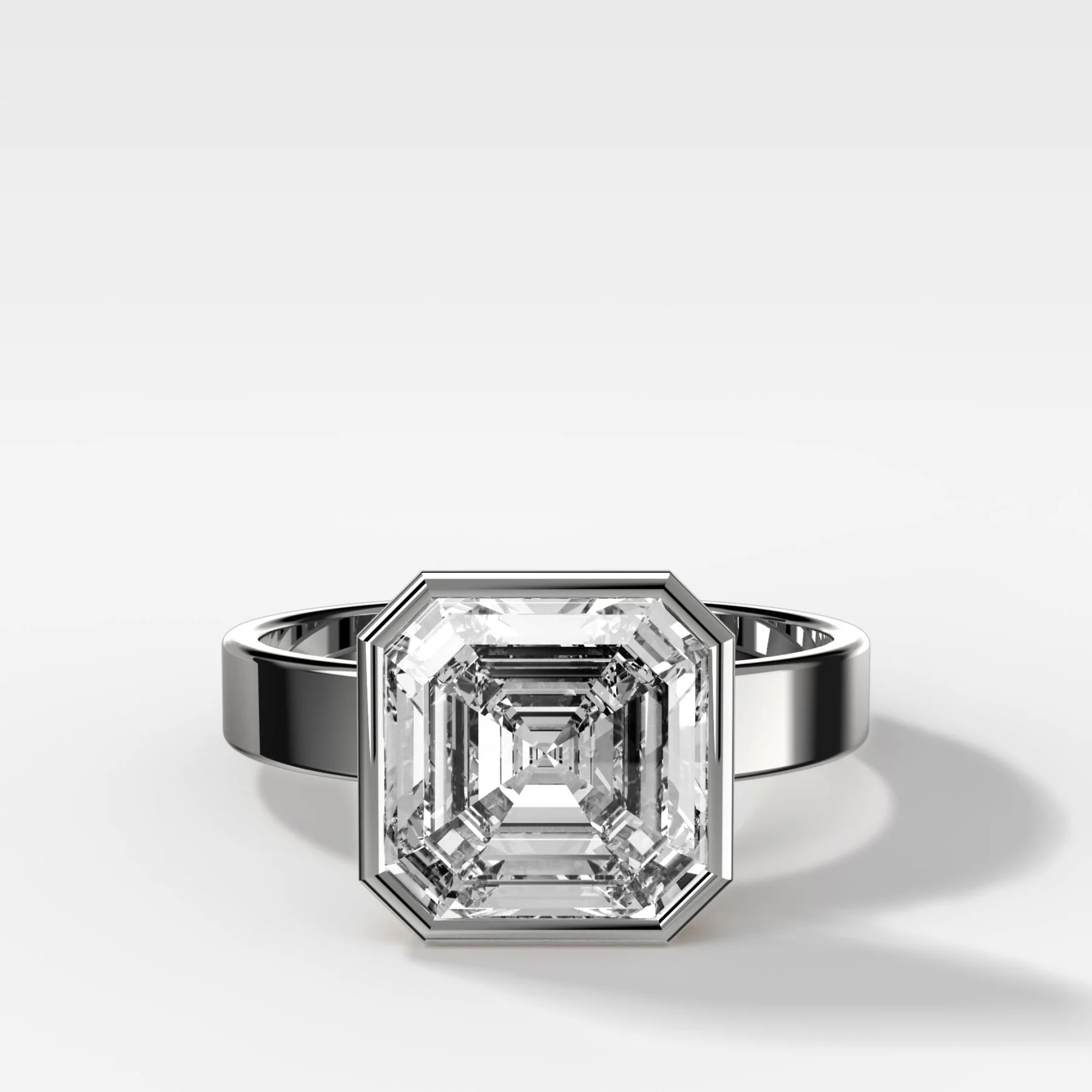 Finest Bezel Set Engagement Ring With Asscher Cut Diamond - Image 3