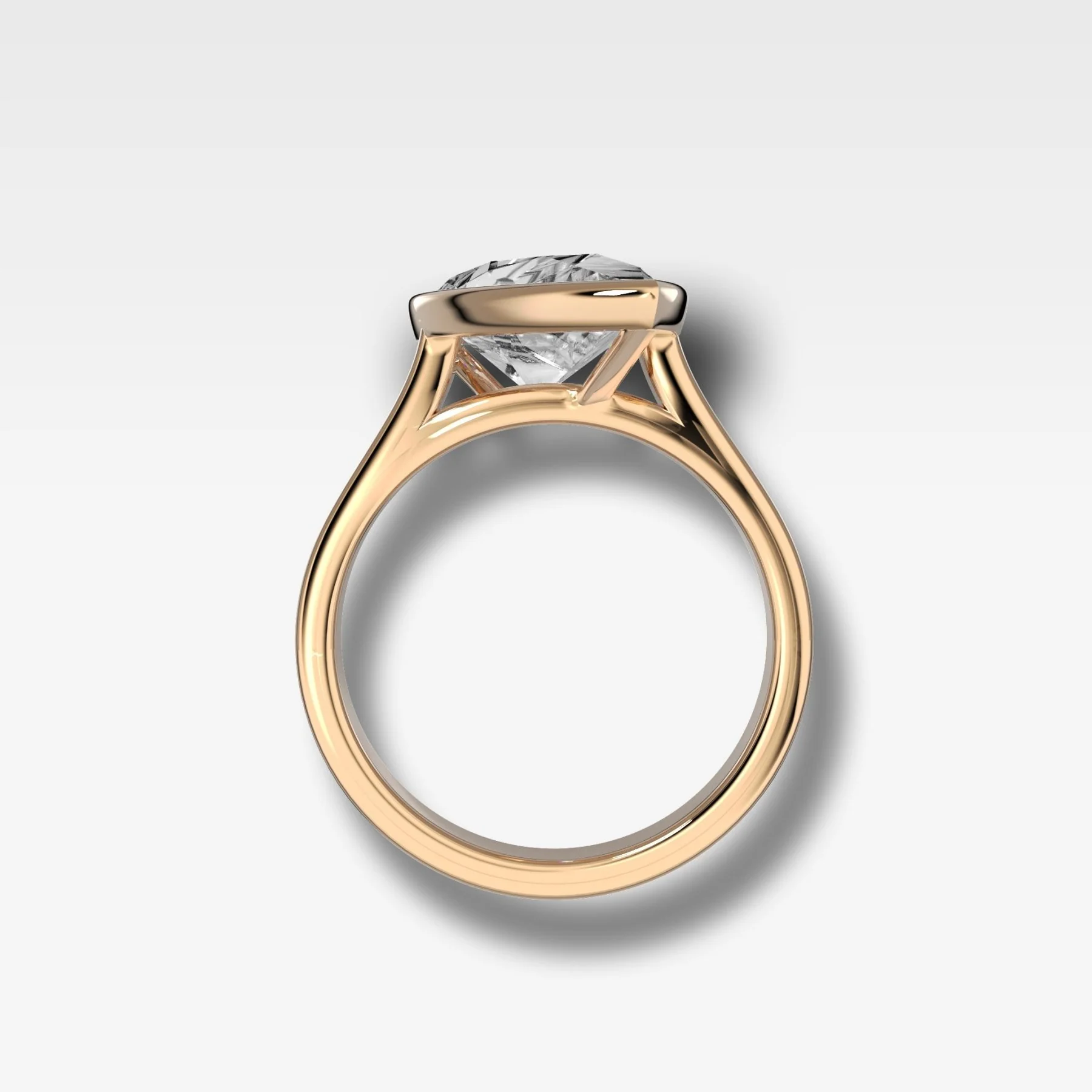 Finest Bezel Set Engagement Ring With Tilted Pear - Image 2