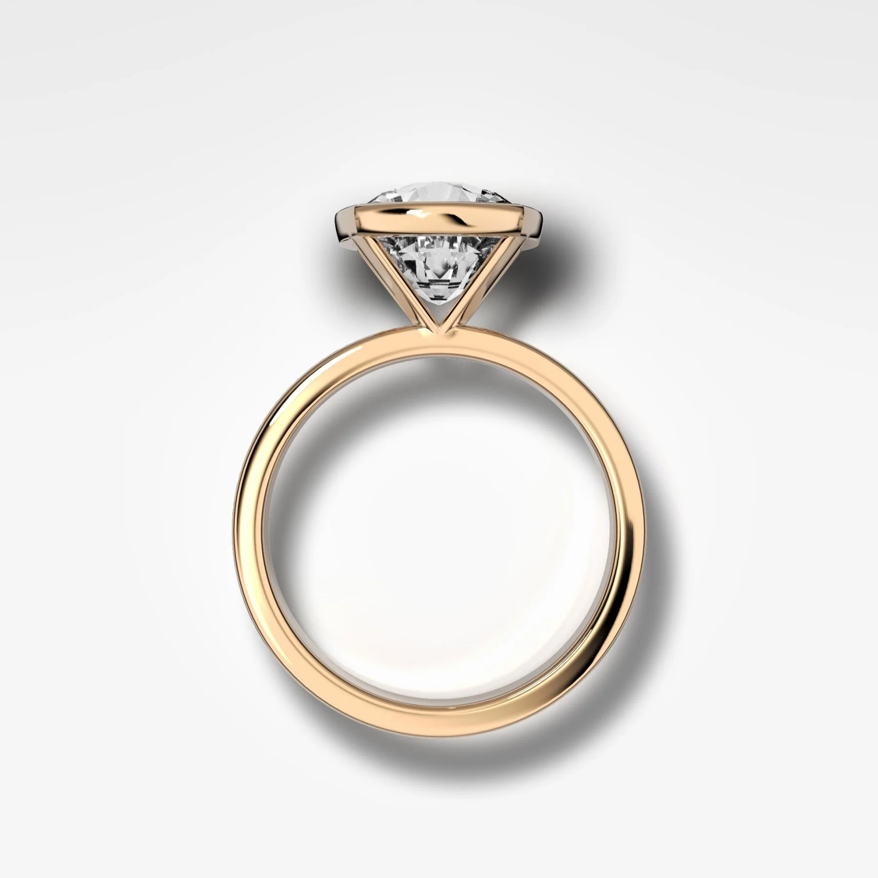 Finest Bezel Set Engagement Ring With Cushion Cut Diamond - Image 2