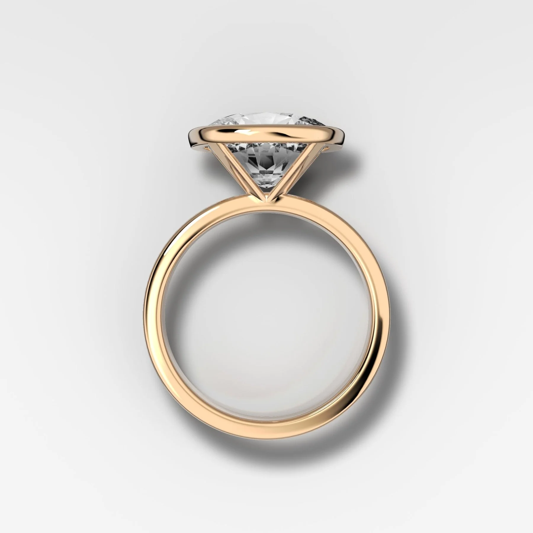 Finest Bezel Set Engagement Ring With East West Elongated Cushion Cut Diamond - Image 2