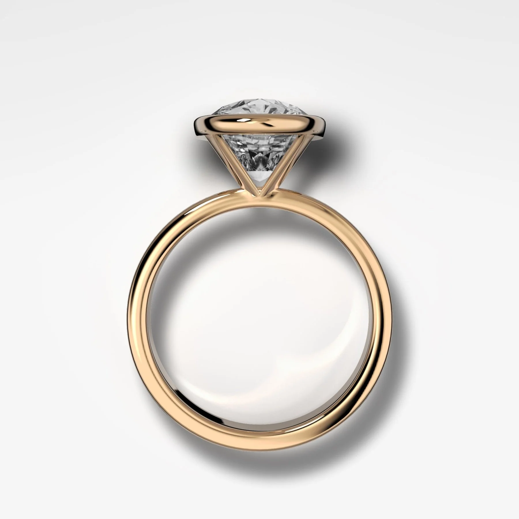Finest Bezel Set Engagement Ring With Elongated Cushion Cut Diamond - Image 2