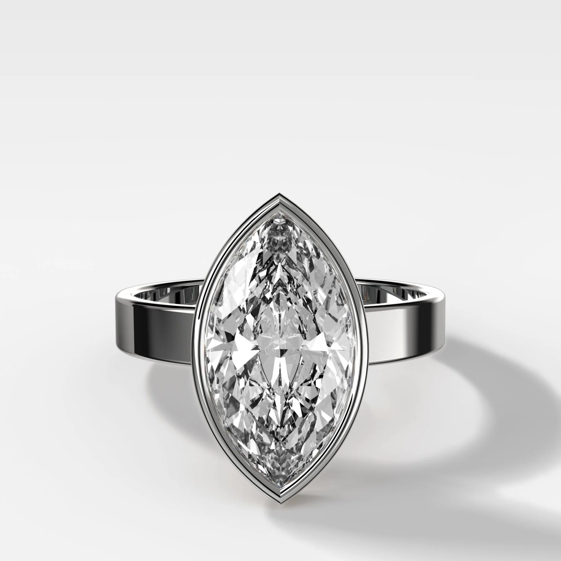 Finest Bezel Set Engagement Ring With Marquise Cut Diamond - Image 3