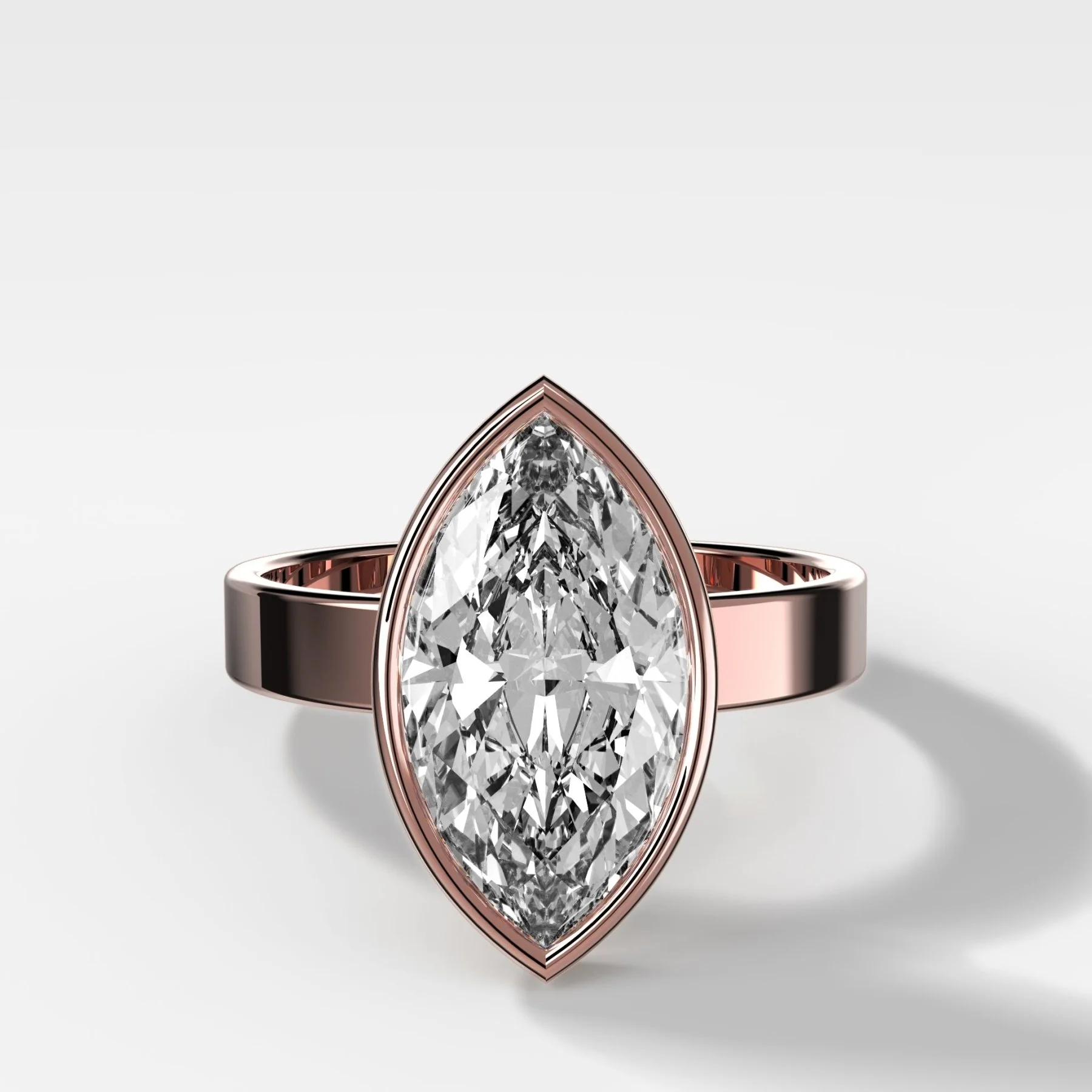 Finest Bezel Set Engagement Ring With Marquise Cut Diamond - Image 4