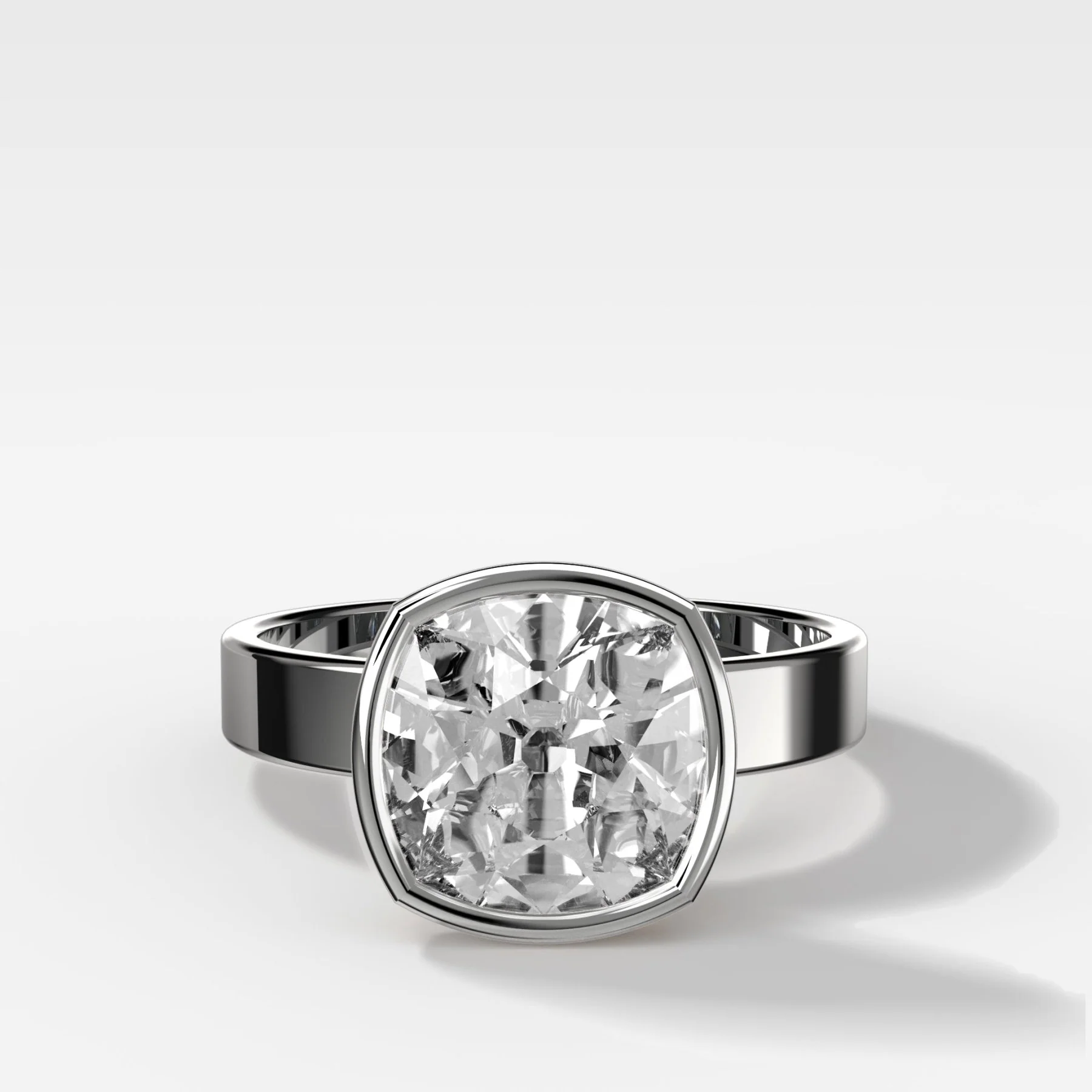 Finest Bezel Set Engagement Ring With Old Mine Cut Diamond - Image 3