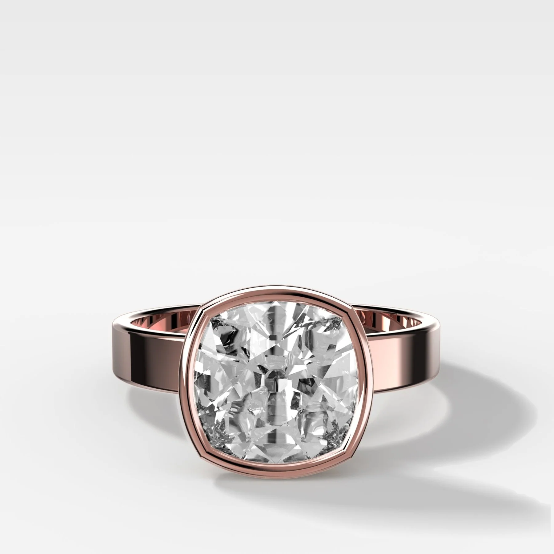Finest Bezel Set Engagement Ring With Old Mine Cut Diamond - Image 4
