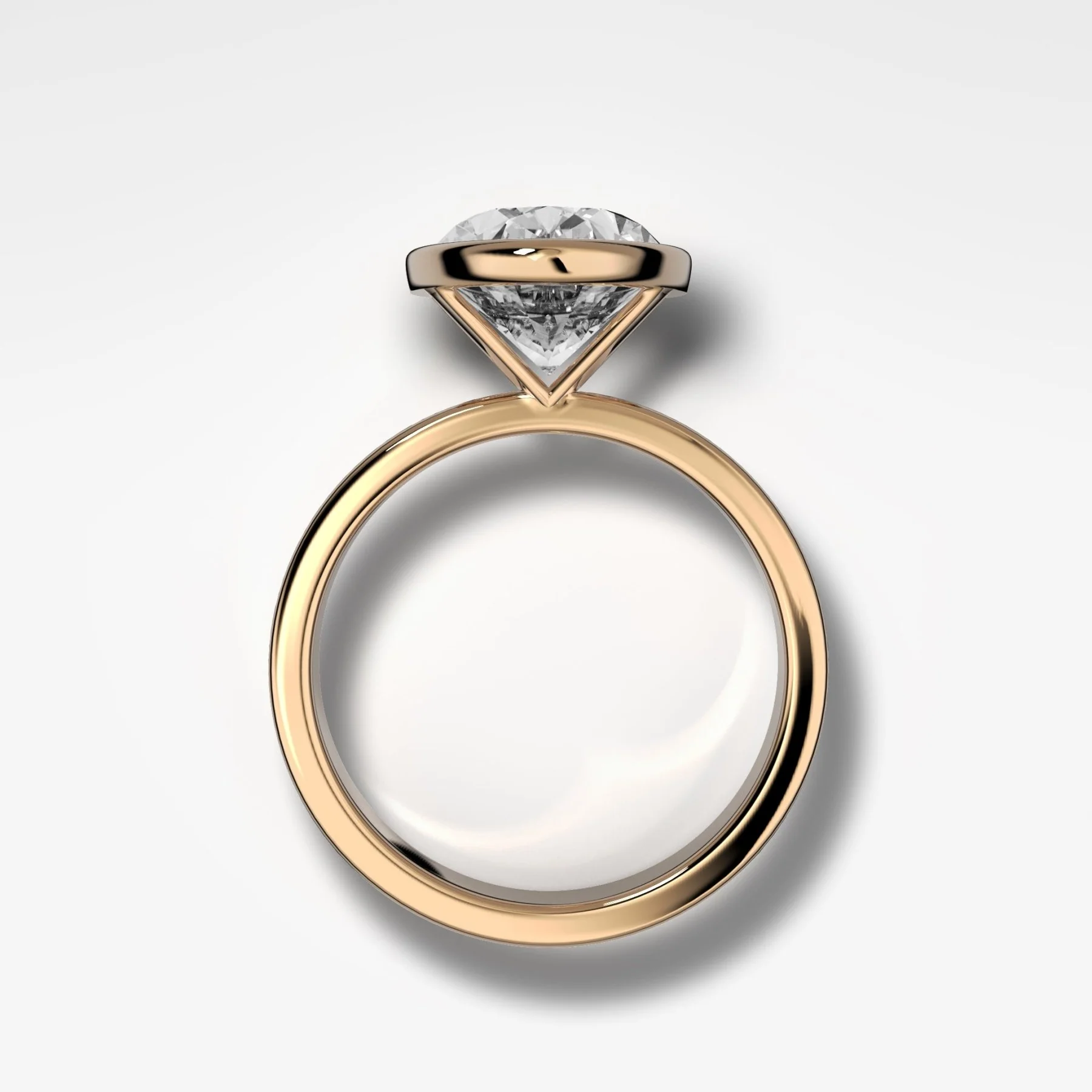 Finest Bezel Set Engagement Ring With Oval Cut Diamond - Image 2