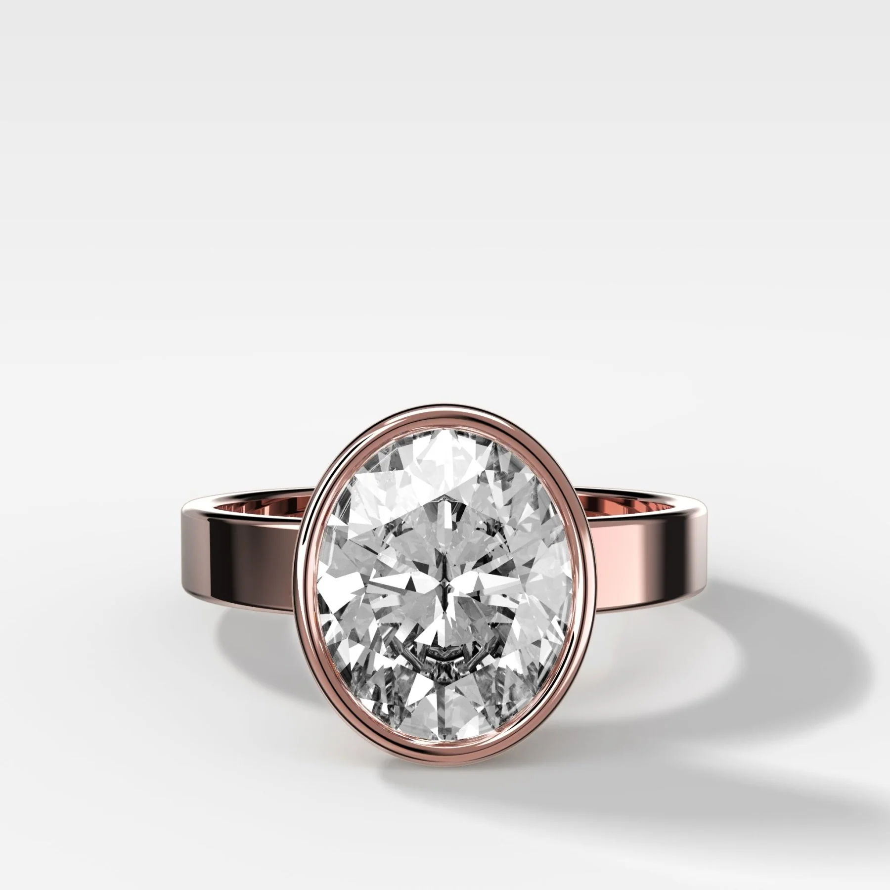 Finest Bezel Set Engagement Ring With Oval Cut Diamond - Image 4
