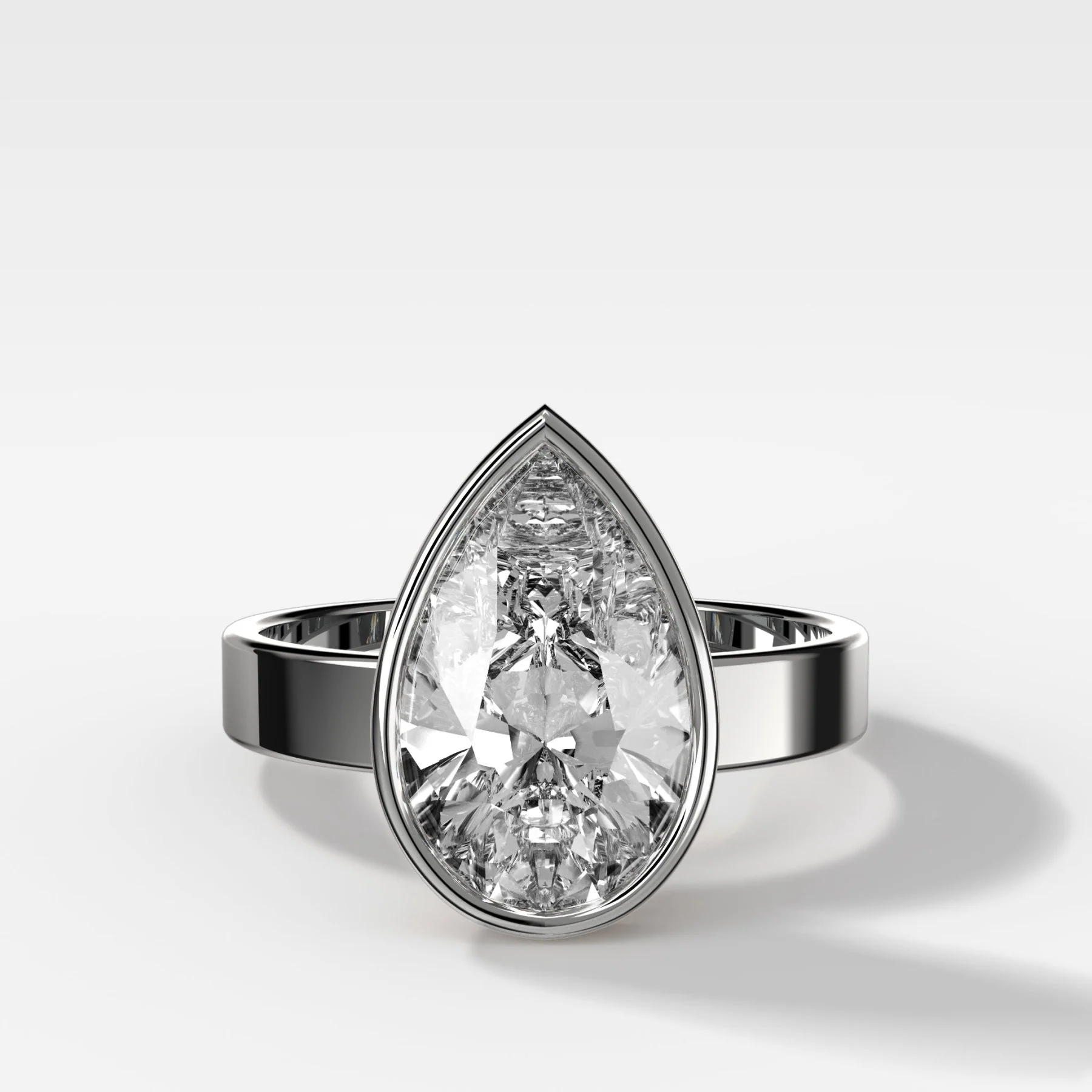 Finest Bezel Set Engagement Ring With Pear Cut Diamond - Image 3