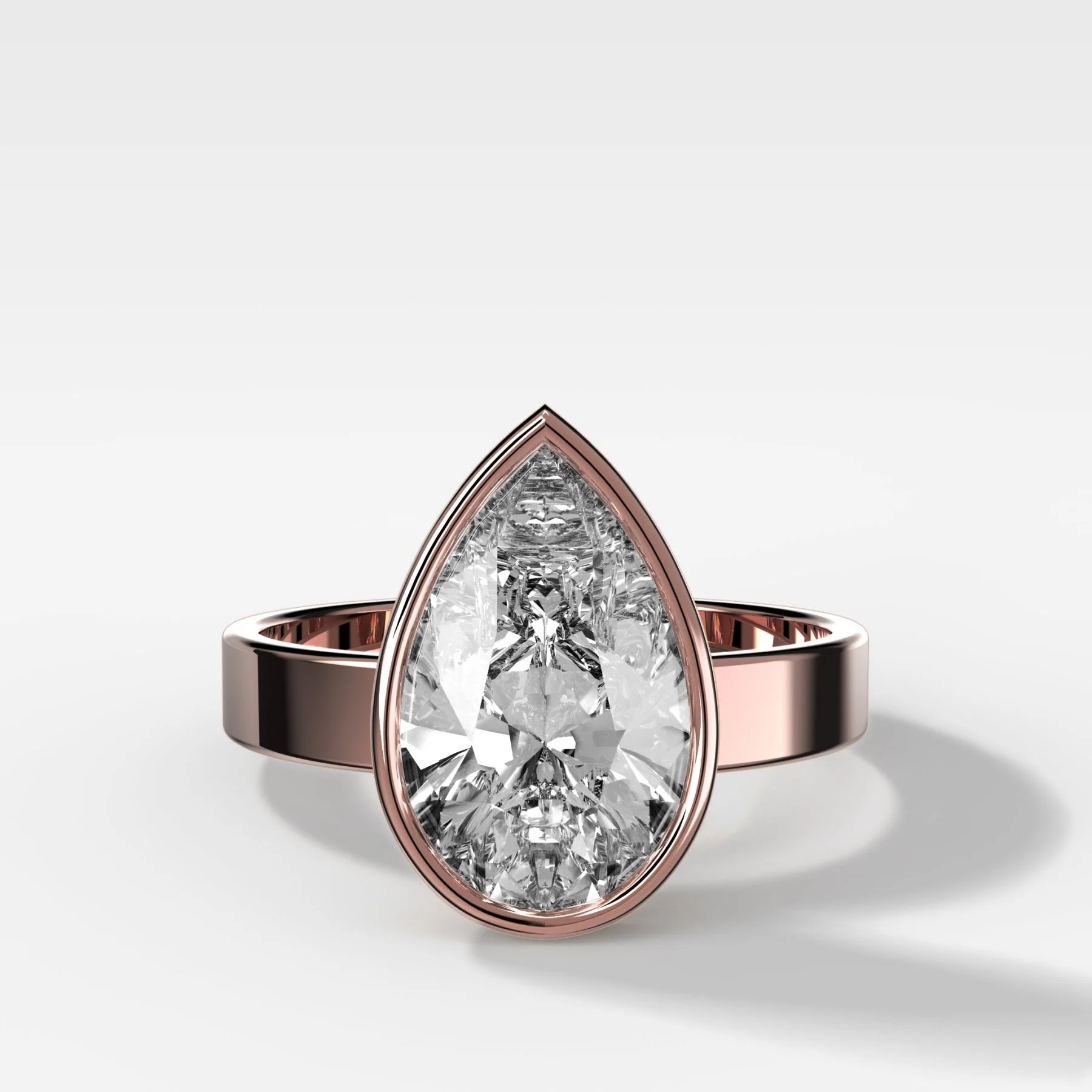 Finest Bezel Set Engagement Ring With Pear Cut Diamond - Image 4