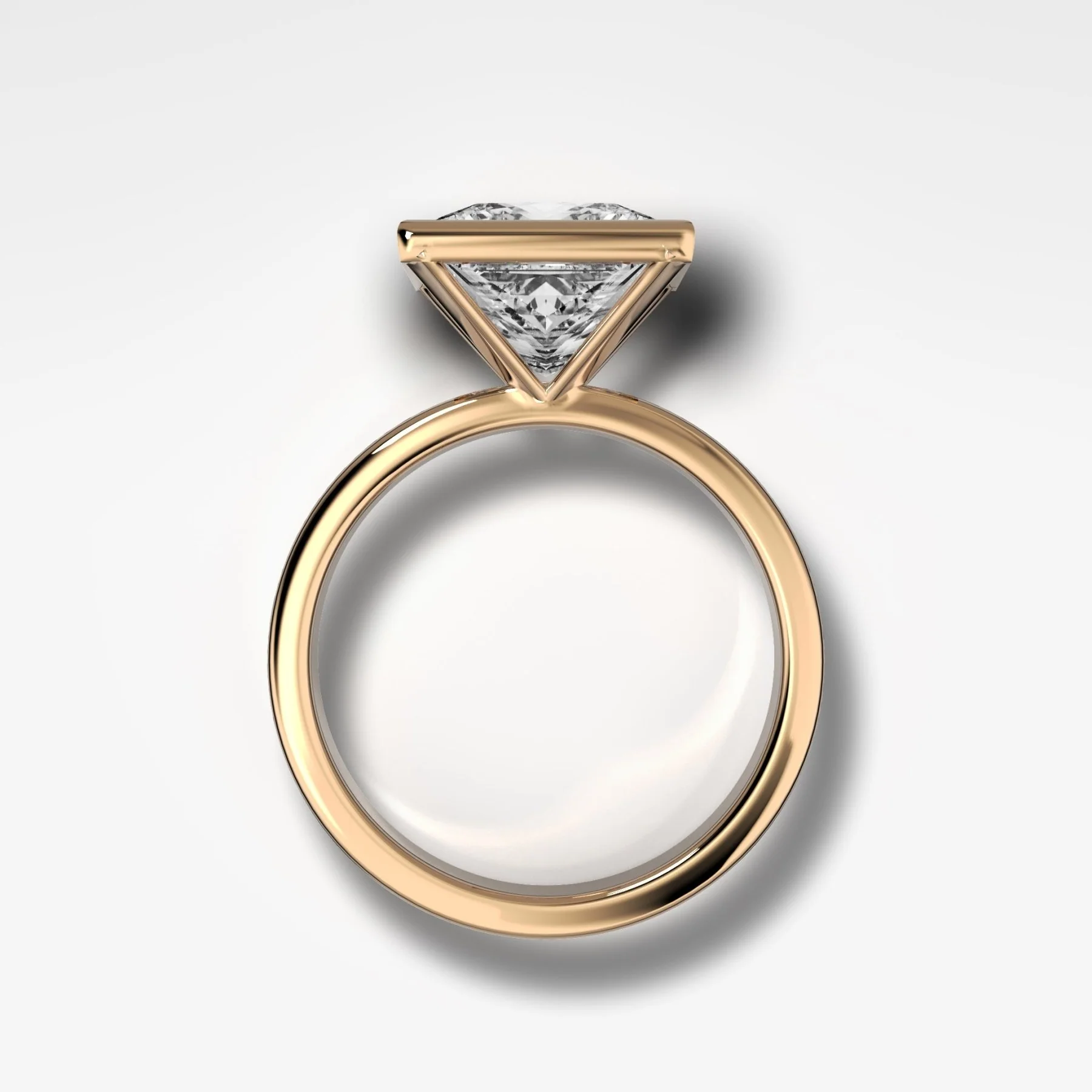 Finest Bezel Set Engagement Ring With Princess Cut Diamond - Image 2
