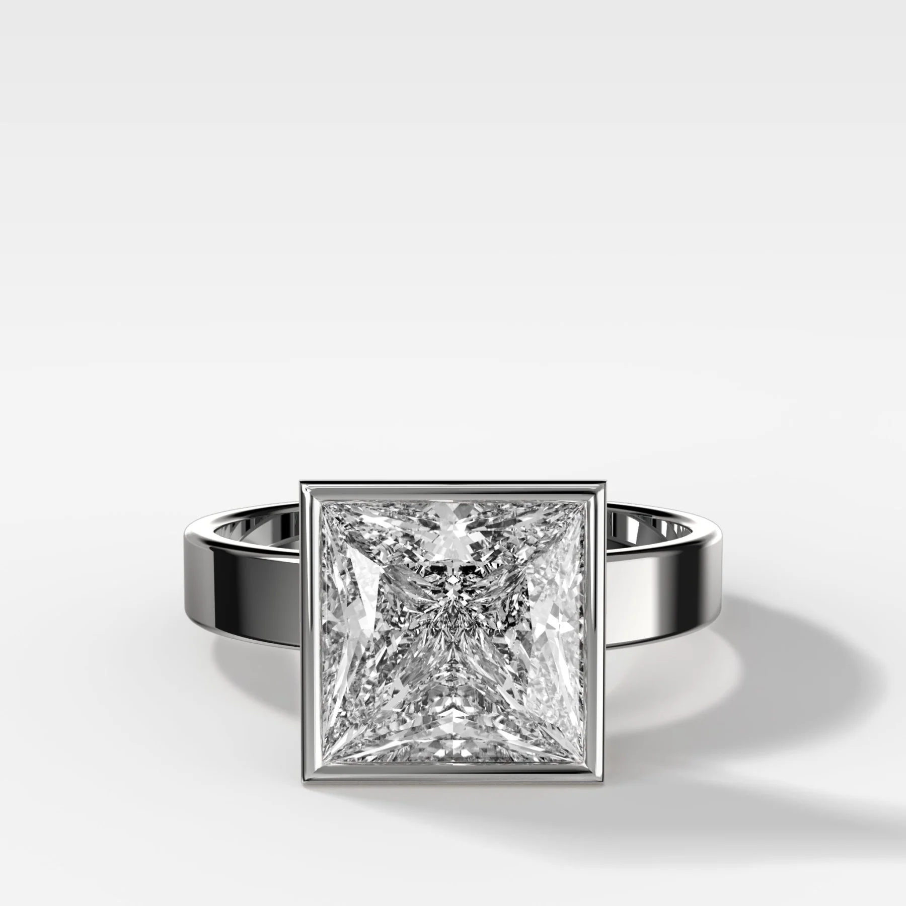 Finest Bezel Set Engagement Ring With Princess Cut Diamond - Image 3