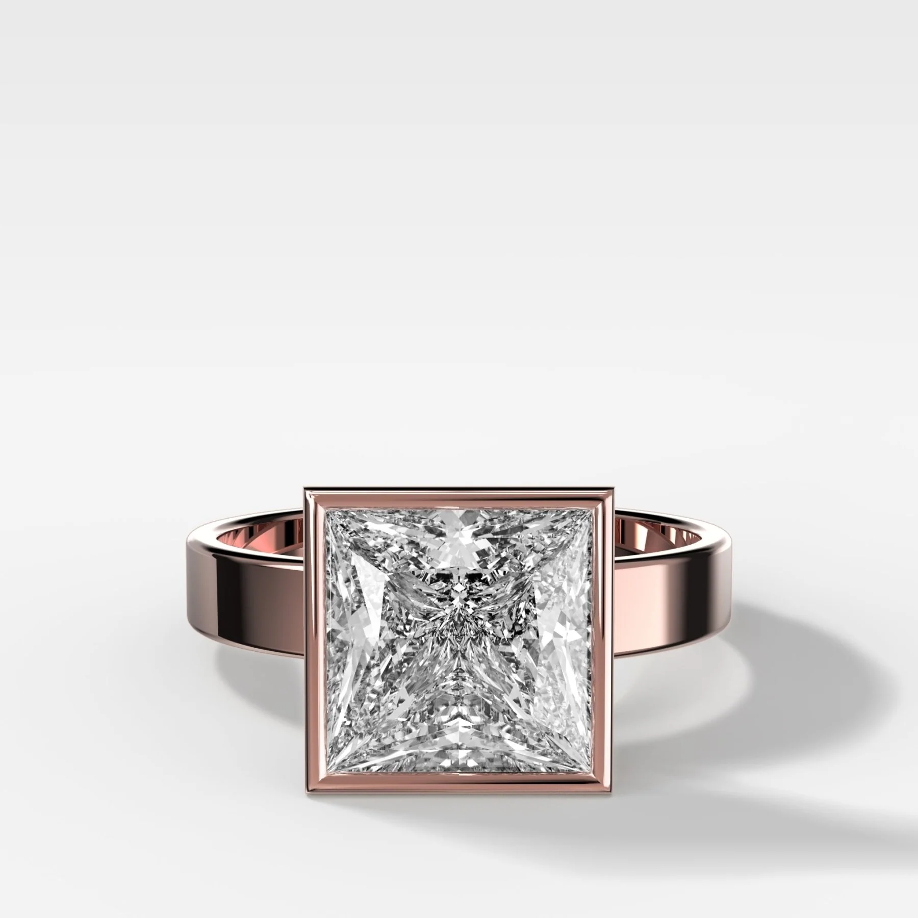 Finest Bezel Set Engagement Ring With Princess Cut Diamond - Image 4