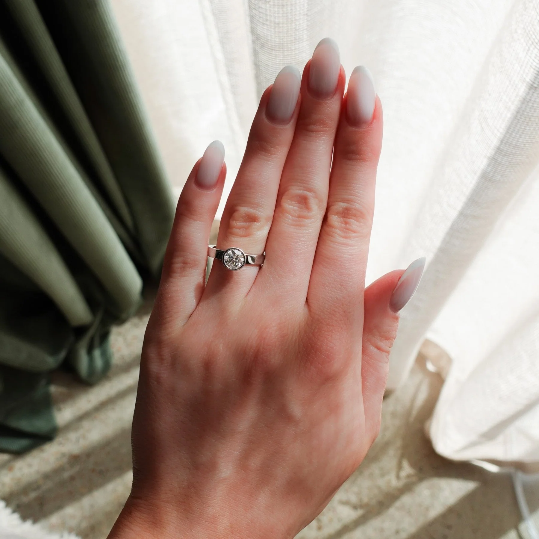 Finest Bezel Set Engagement Ring With Round Cut Diamond - Image 3