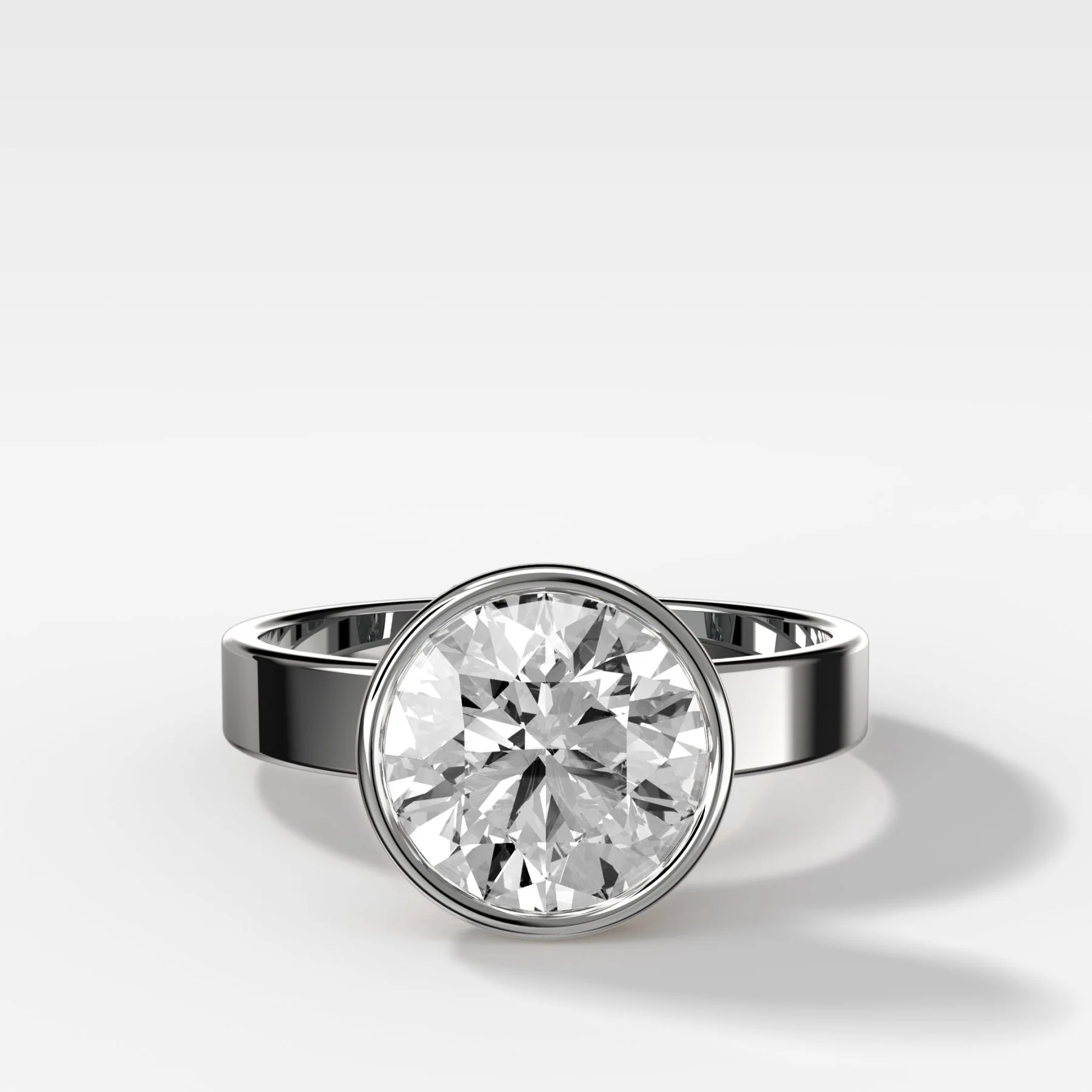 Finest Bezel Set Engagement Ring With Round Cut Diamond - Image 4