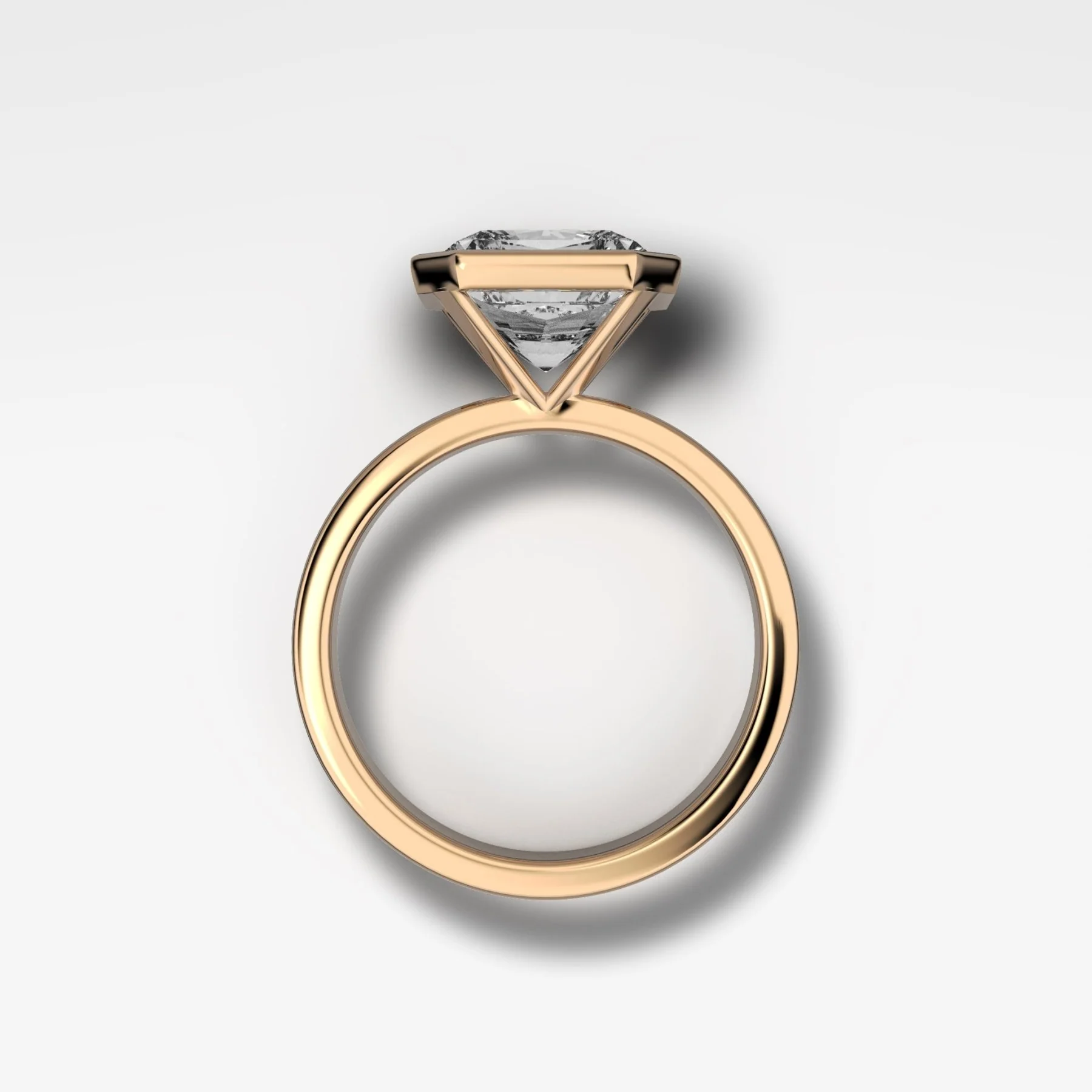 Finest Bezel Set Engagement Ring With Square Radiant Cut Diamond - Image 2