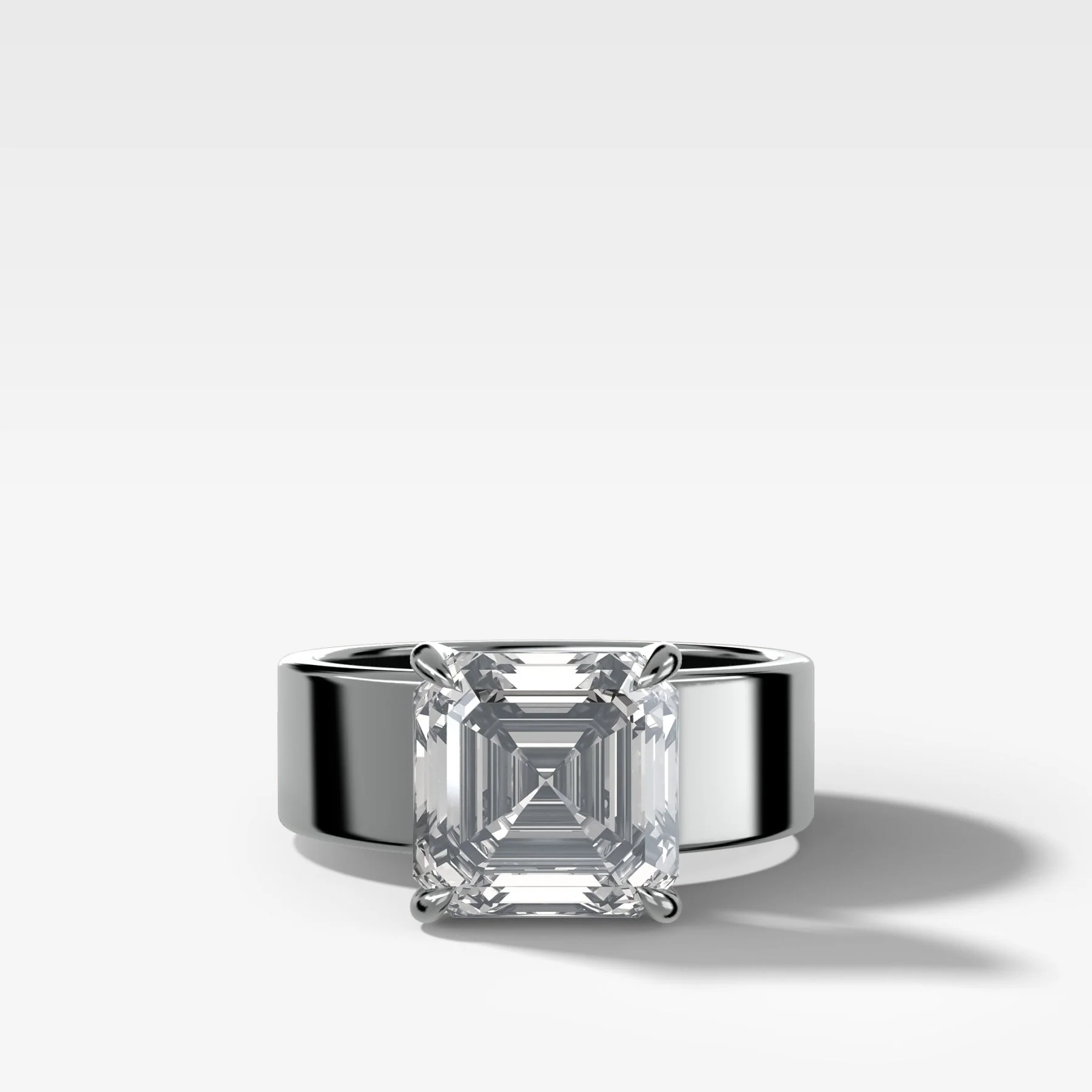 Finest Cigar Band Engagement Ring with Asscher Cut Diamond - Image 5