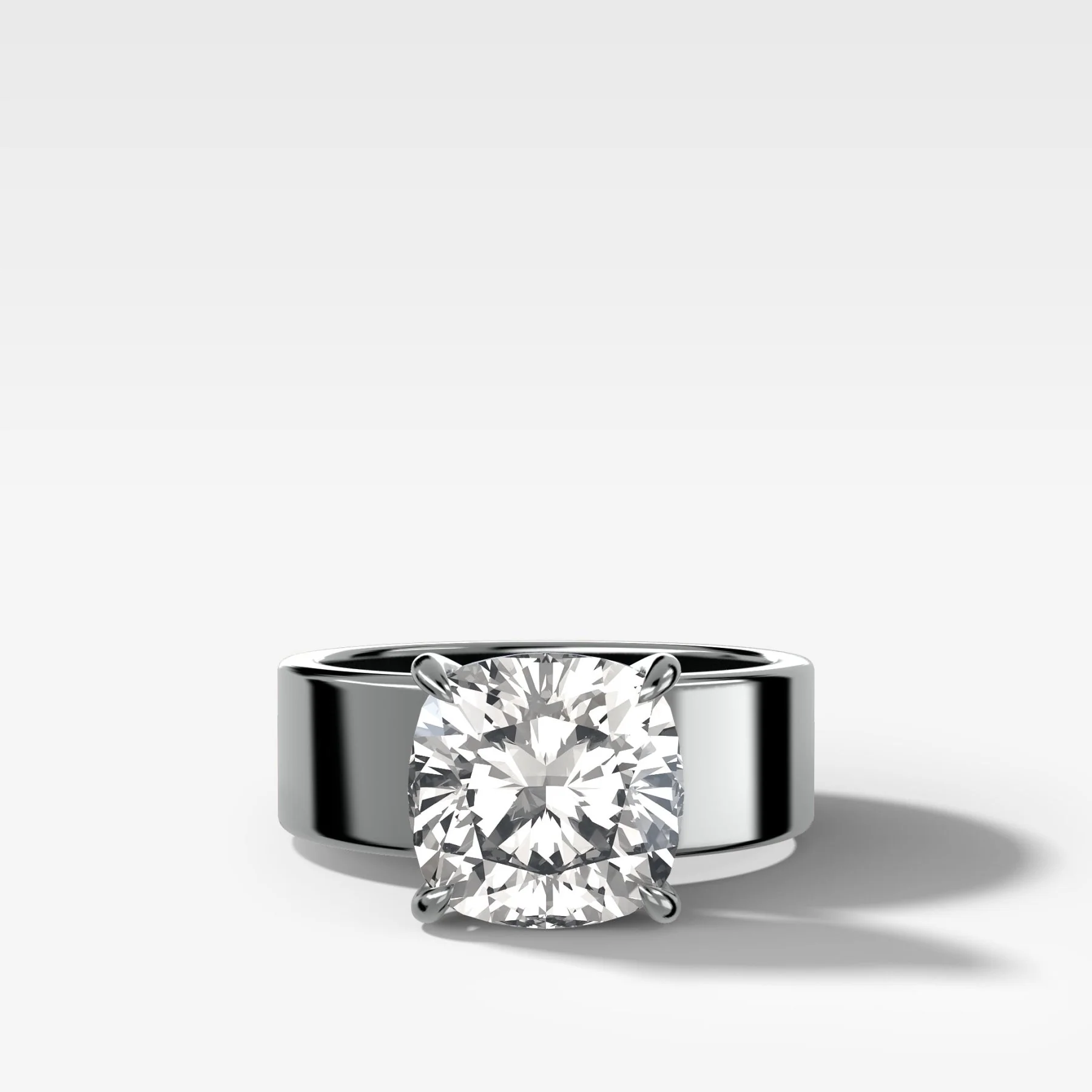 Finest Cigar Band Engagement Ring with Cushion Cut Diamond - Image 3